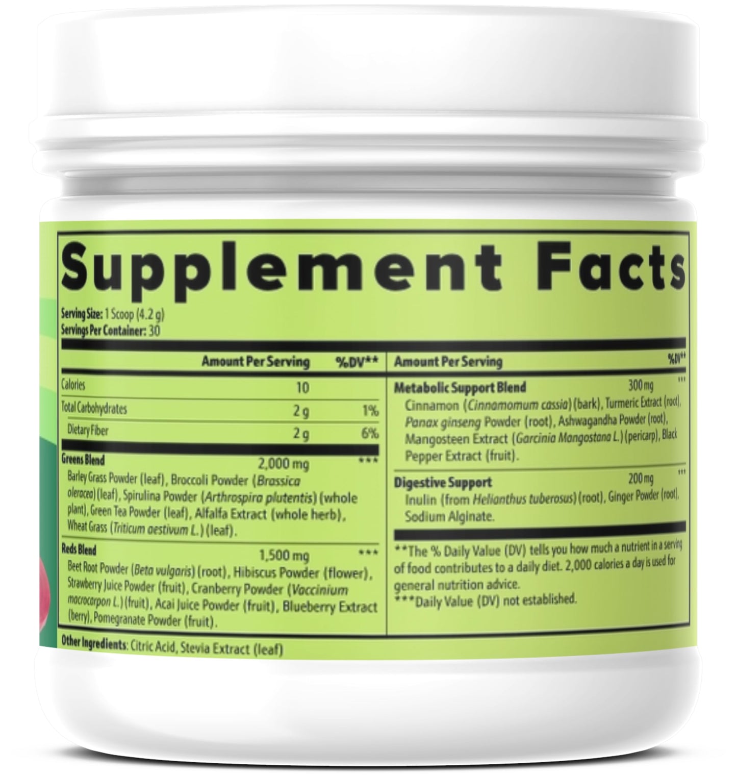 TRCELAB Super Greens Powder with Inulin & Ginger Root, 4.4 Ounce