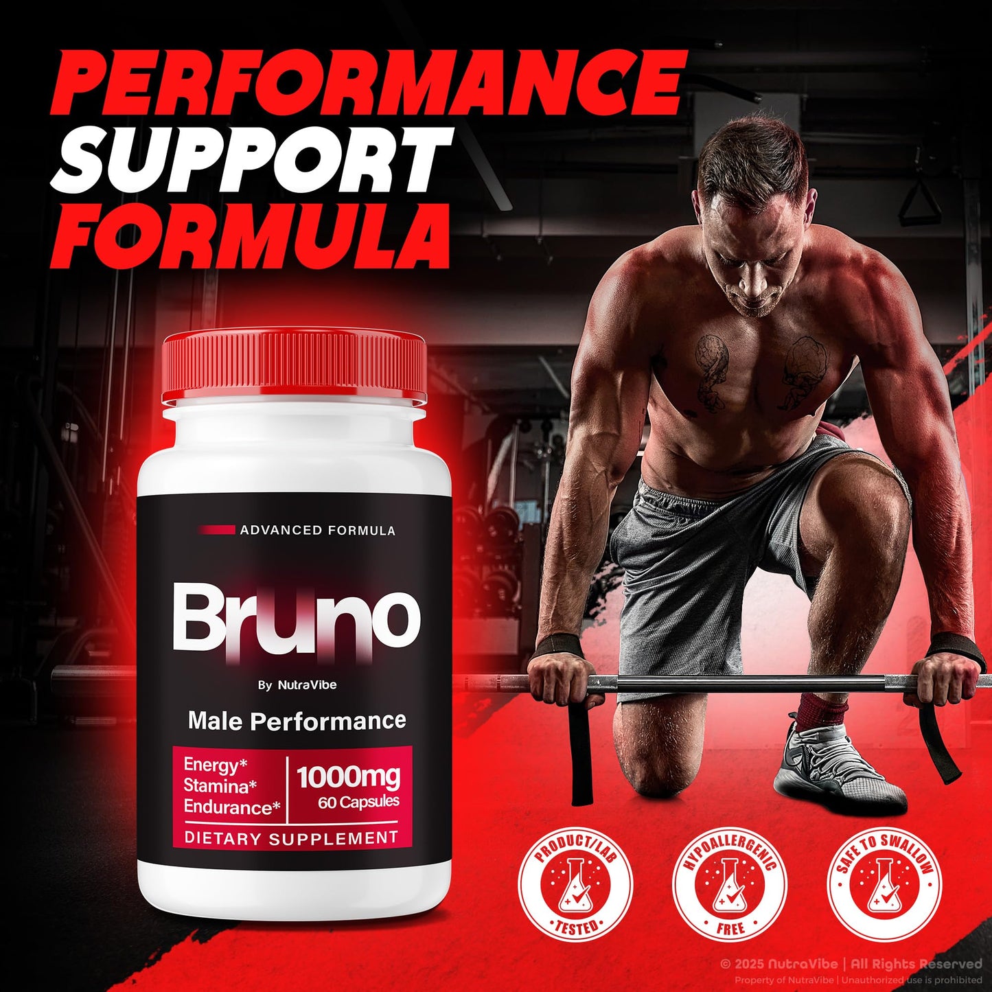 NutraVibe Bruno Men Pills Capsules 300 Capsules
