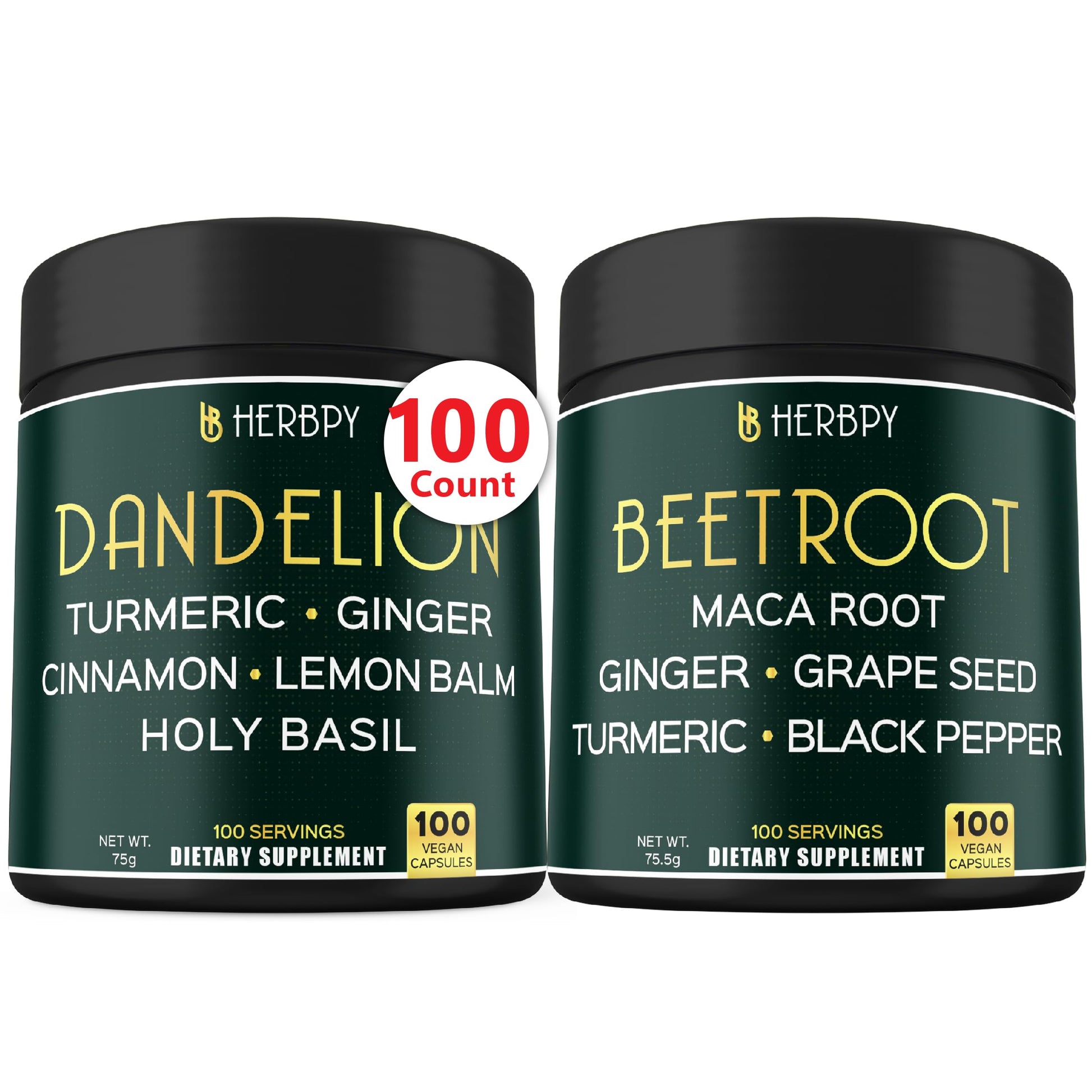 Herbpy 6in1 Dandelion Root Supplement & 6in1 Beet Root 200 Capsules