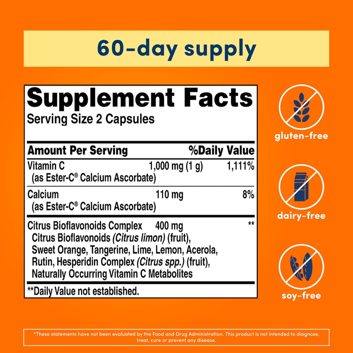 American Health Ester-C with Citrus Bioflavonoids Capsules, 120 Count