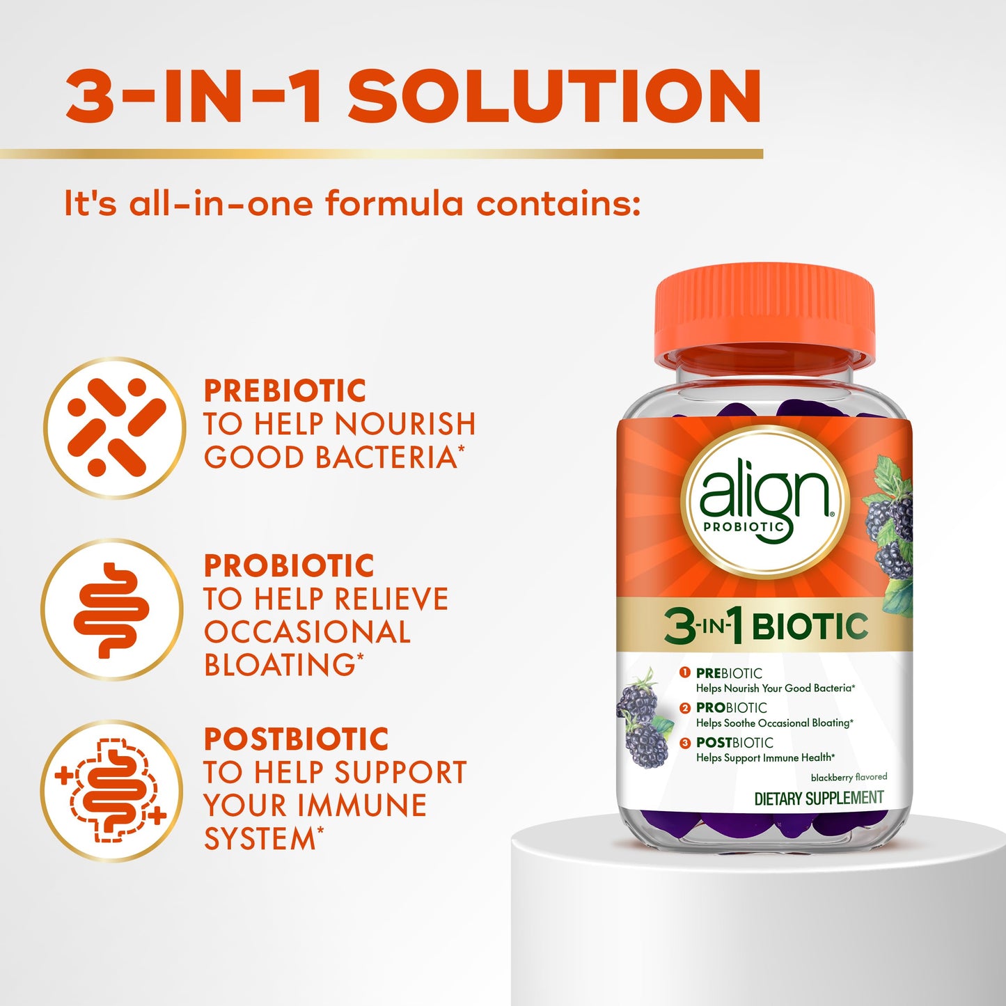 Align Probiotic 3-in-1 Biotic Gummies, 100 Count