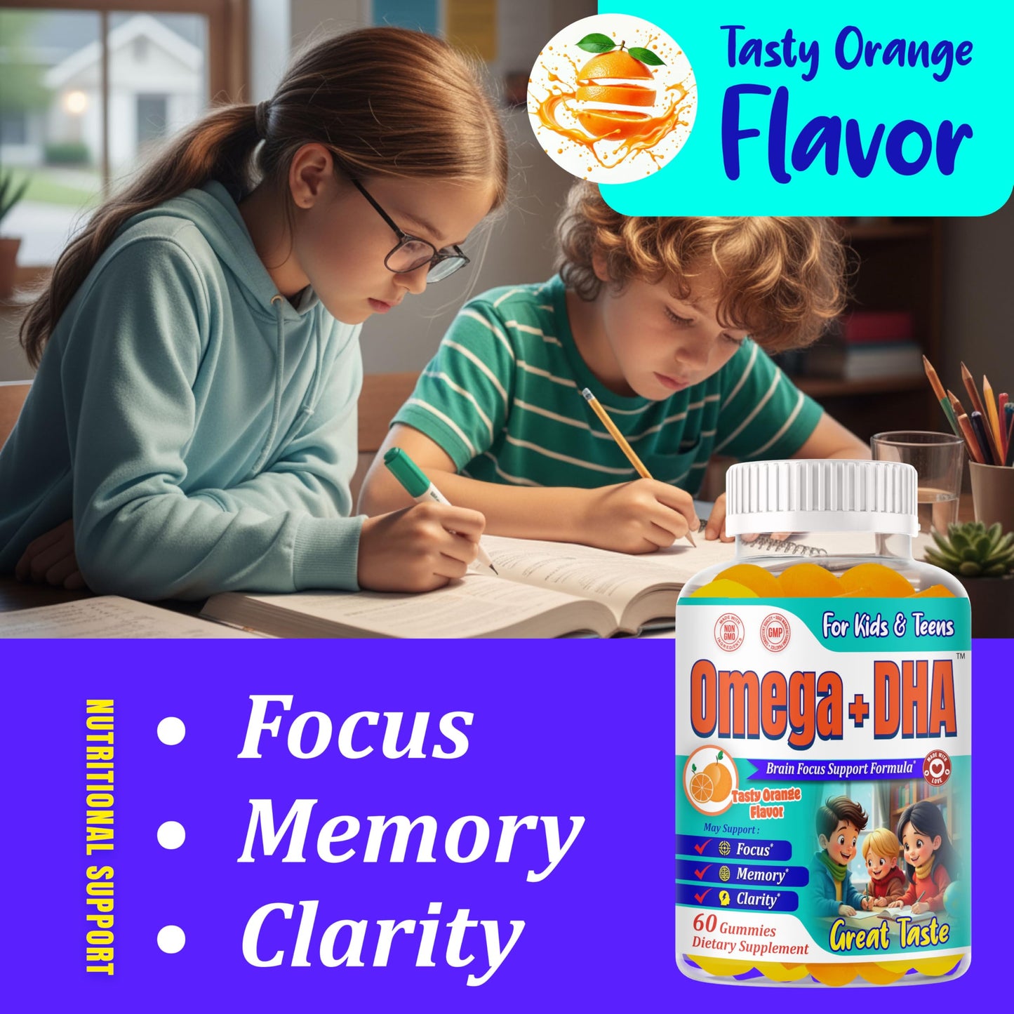 ROVita Omega + DHA Kids Omega 3 DHA Gummies, 60 Gummies