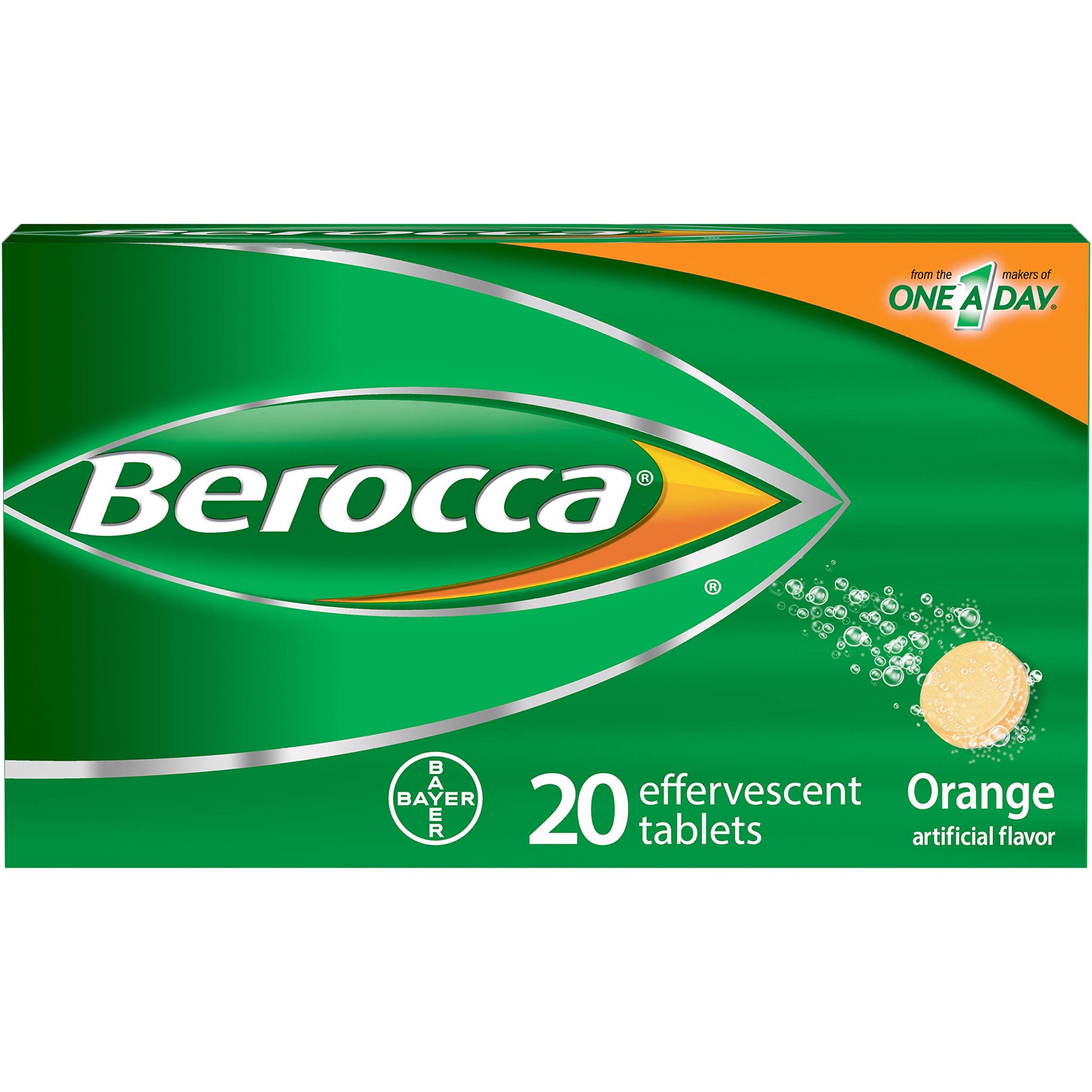 Berocca Energy Vitamin Supplement for Mental Sharpness and Physical Energy Support, Effervescent Tablets, 20 Count