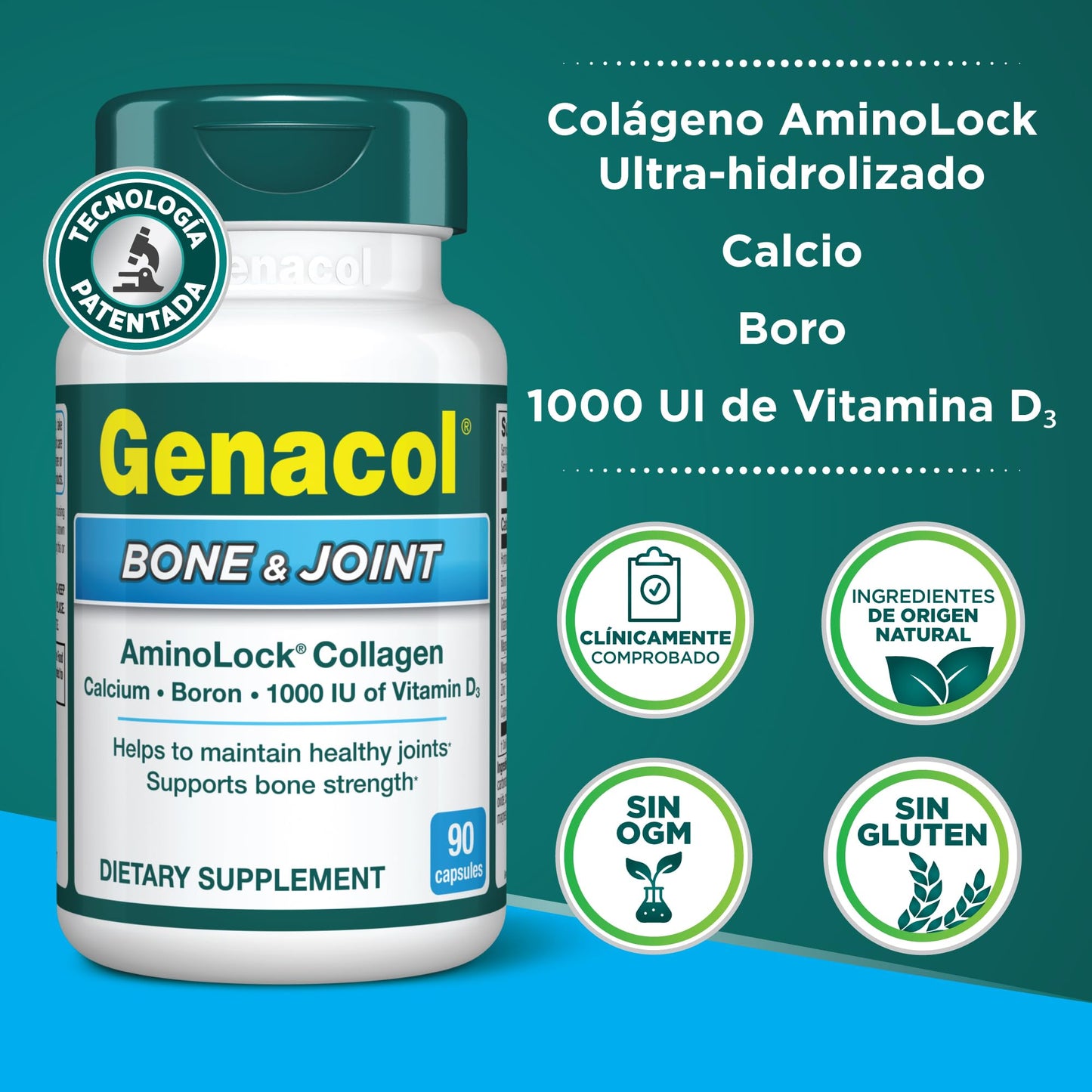 Genacol Bone & Joint Calcium, Vitamin D3, Boron & Collagen Capsules 90 Count
