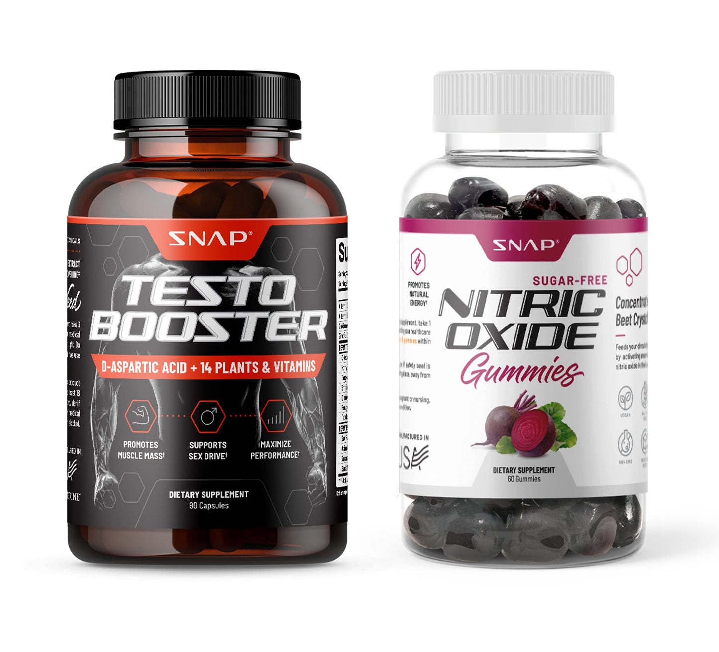 Snap Supplements Nitric Oxide Beet Root Testo Booster Capsules, 150 Count