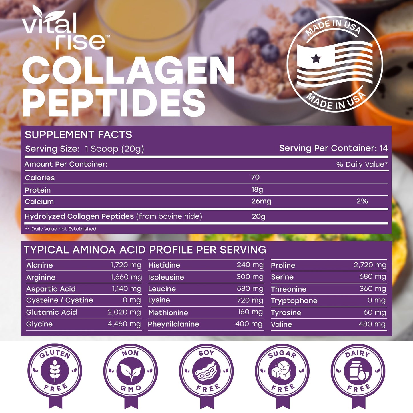 Vital Rise Hydrolyzed Collagen Powder 9.88 oz