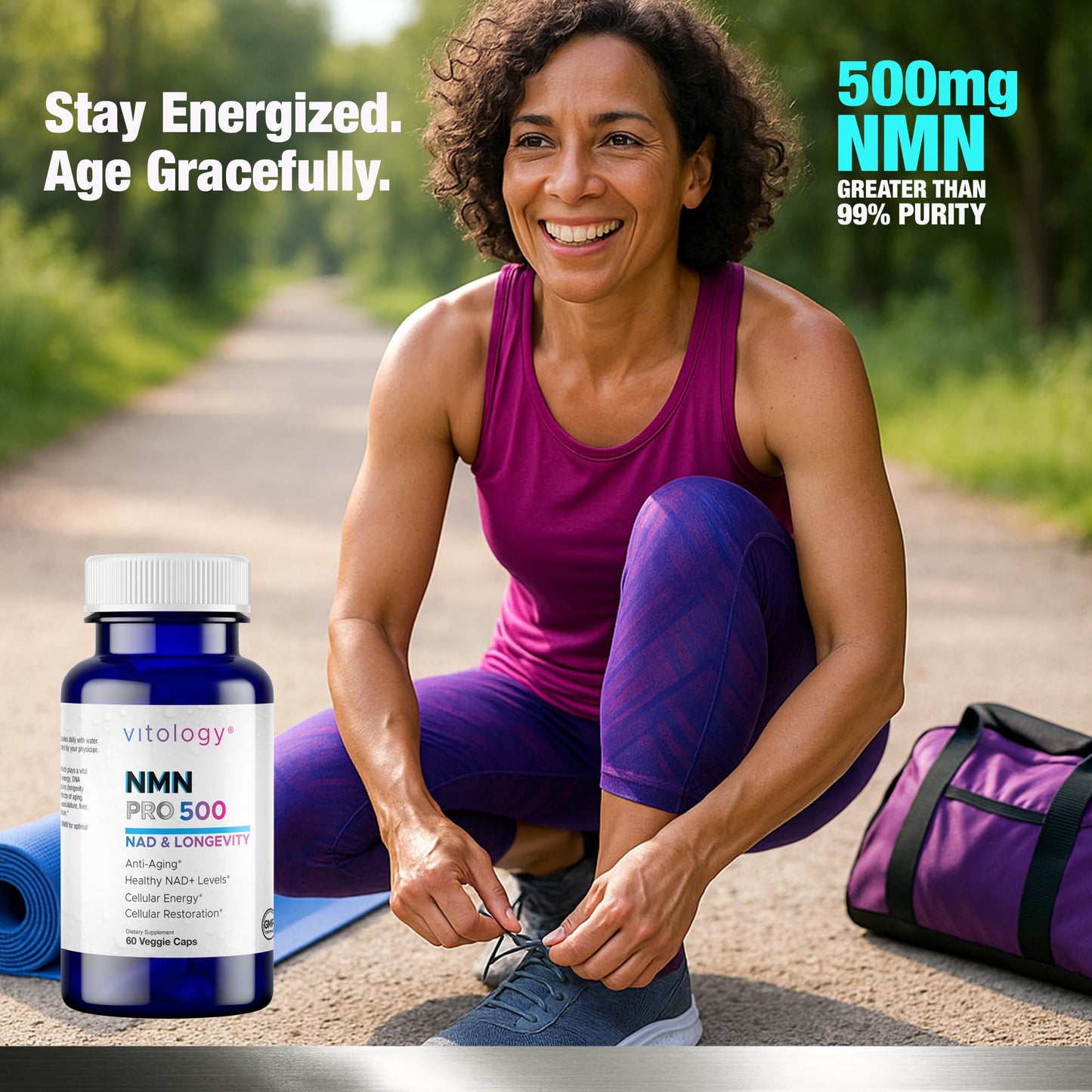Vitology NMN-PRO 500mg NMN Supplement Capsules, 60 Count