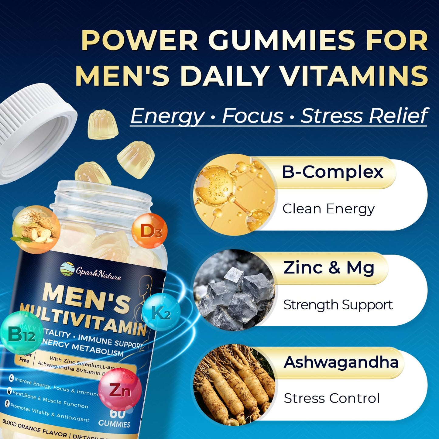 GparkNature Mens Multivitamins Gummy 60 Count