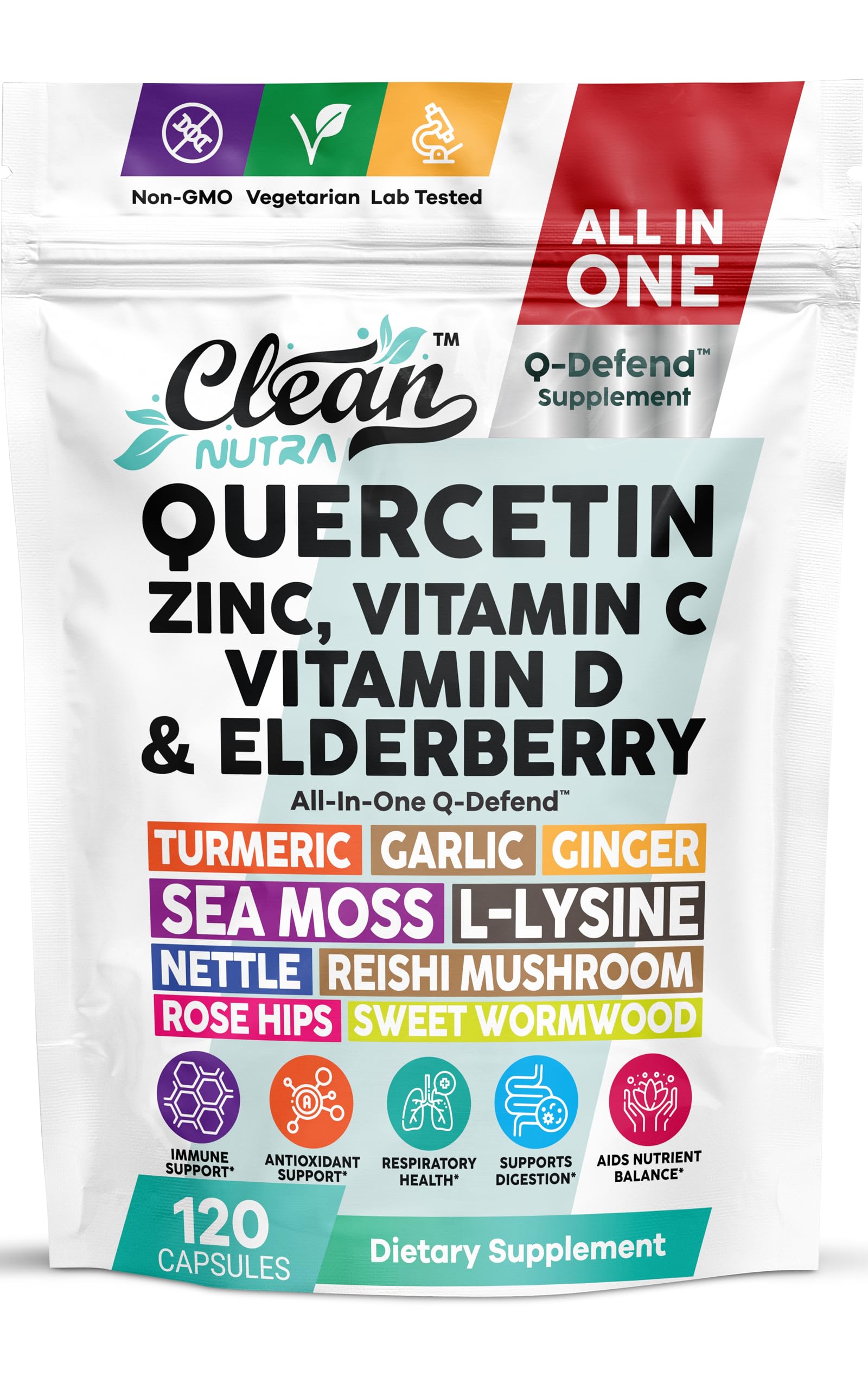 Clean Nutraceuticals Q Defend Quercetin Supplement Capsules 120 Count