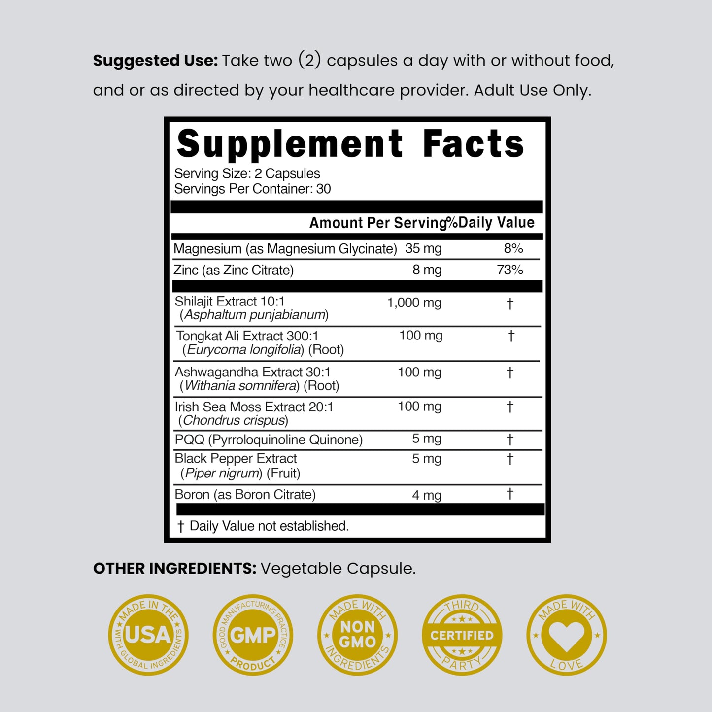 DORADO NUTRITION Shilajit Supplement for Men & Women Capsule 60 Count