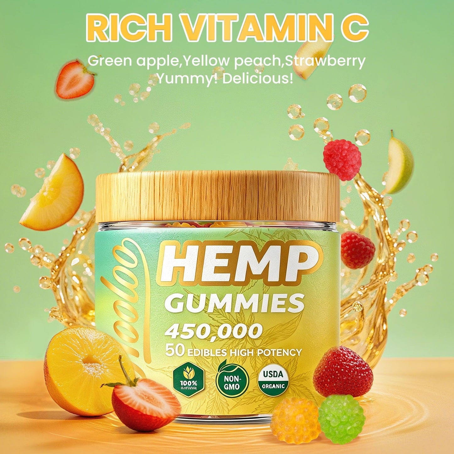 HOOLOO Hemp Gummies, 100 Count