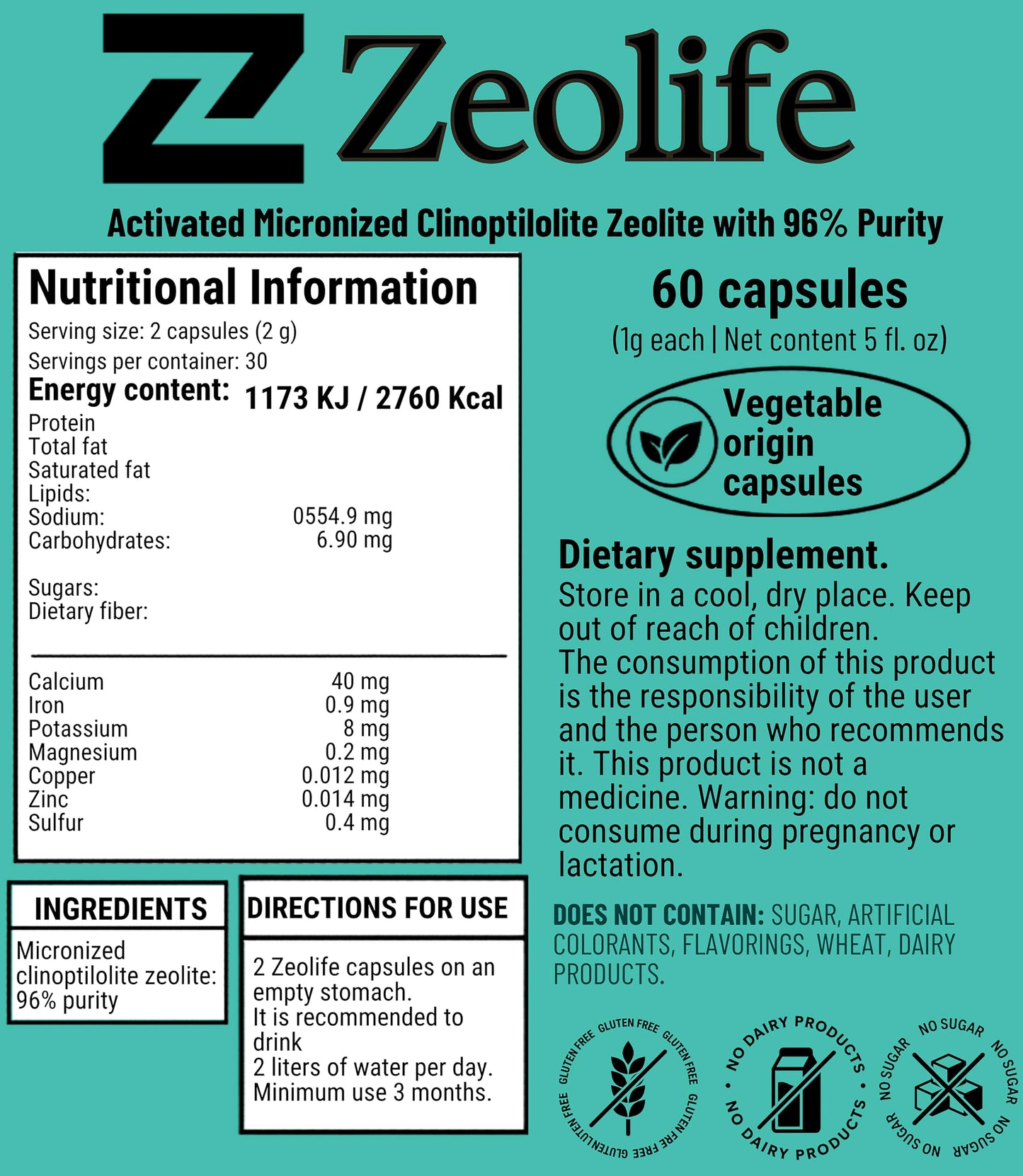 ANCIENT HEALTH Zeolite Clinoptilolite Capsules, 180 Capsules