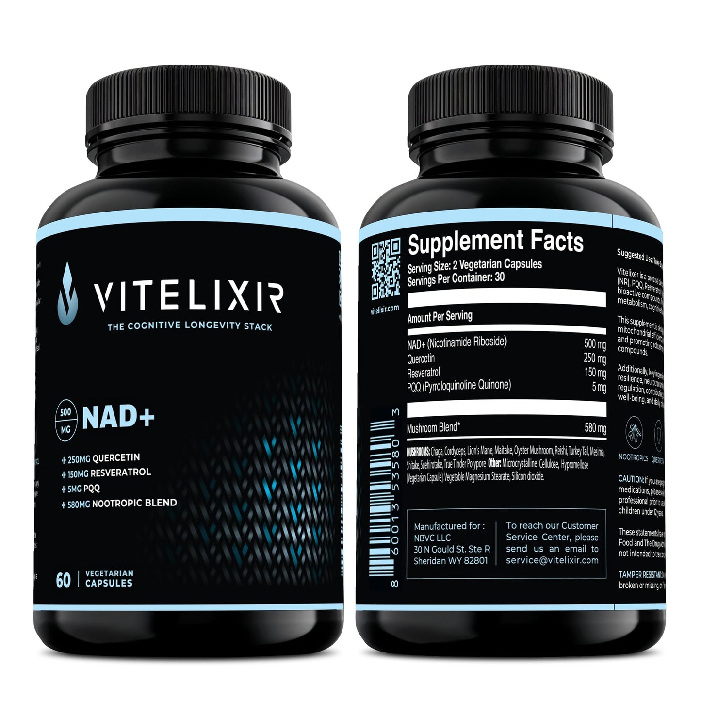VITELIXIR Nicotinamide Riboside 1800mg NAD+ Supplement Capsules, 60 Count