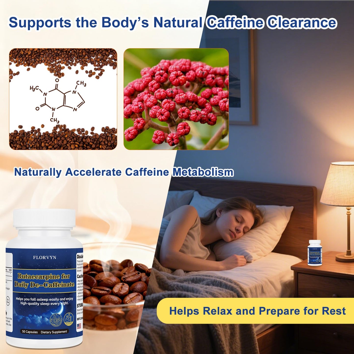 Florvyn Rutaecarpine Supplement for Coffee Lovers 50 Capsules