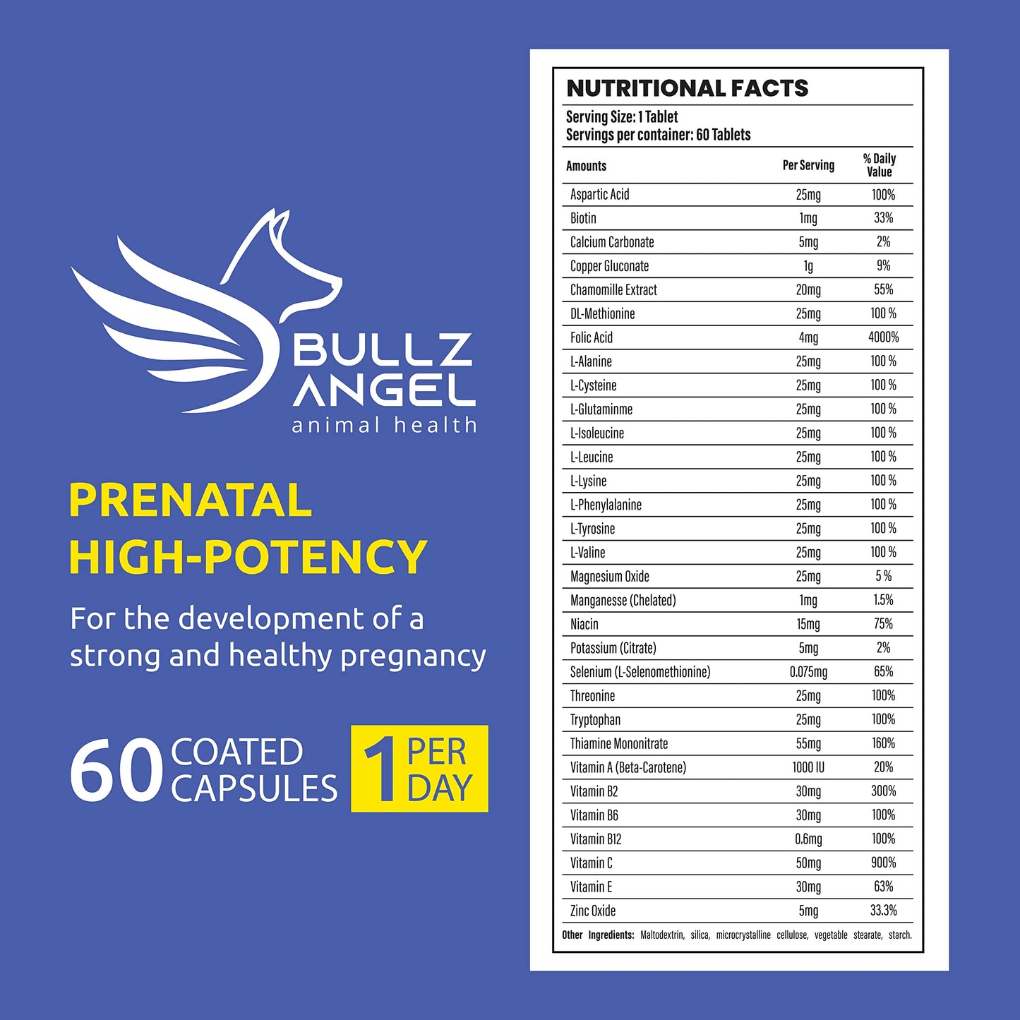 Bullz Angel Prenatal High-Potency Tablets 60 Count