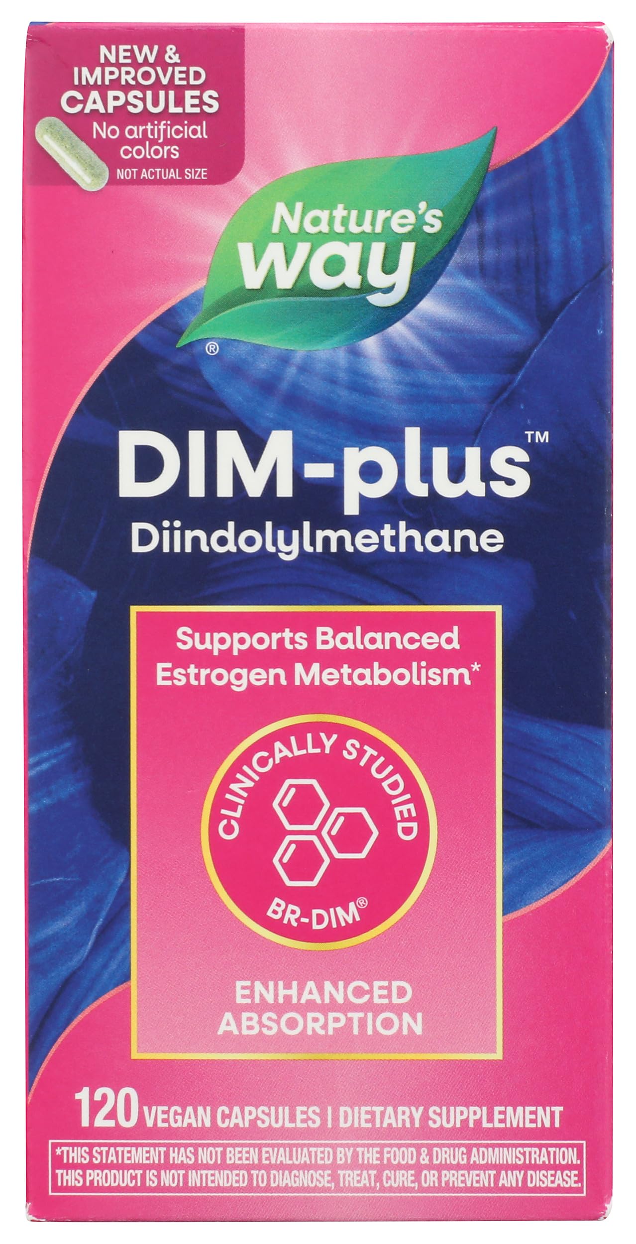 Nature's Way DIM-Plus DIM Supplement, BR-Diindolylmethane 100 mg, Capsule, 120 Count