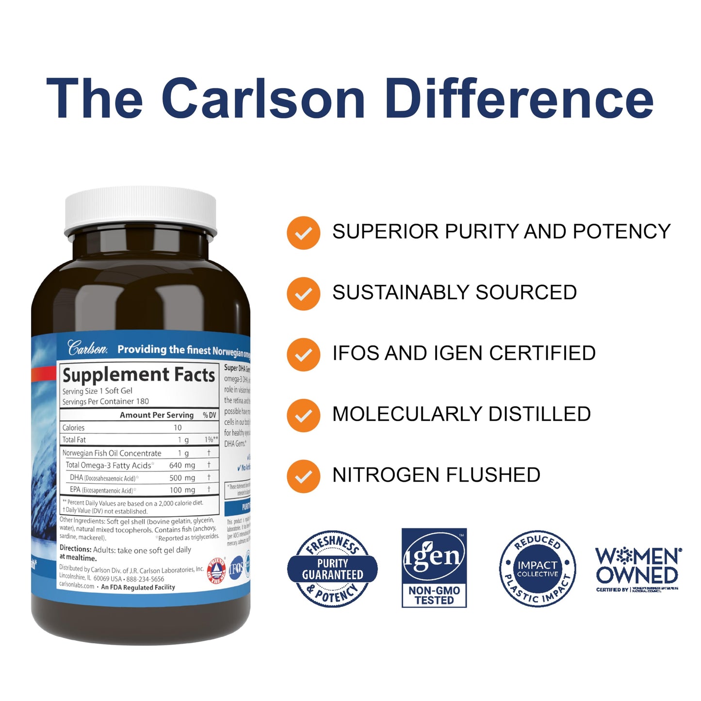 Carlson Super DHA 500 mg Softgels 180