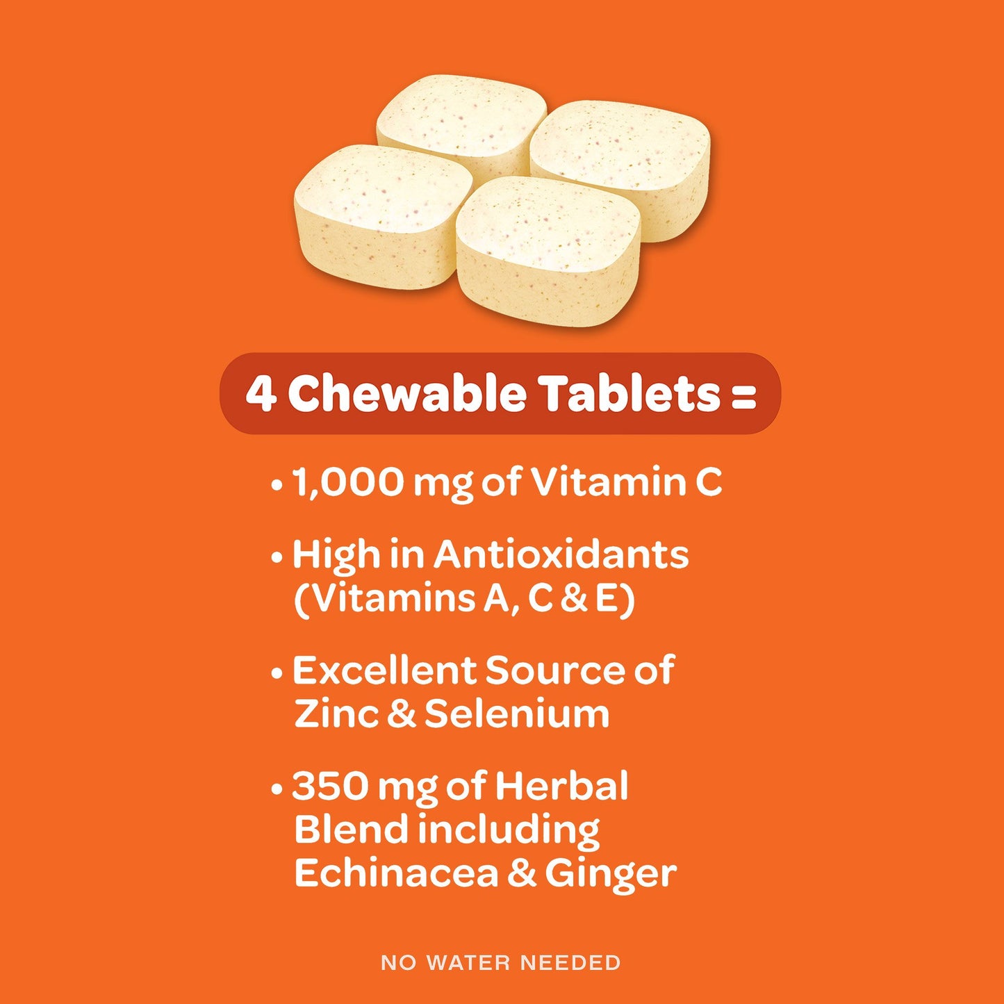 Airborne 1000mg Vitamin C Chewable Tablets with Zinc Immune Support - 32 Tablets