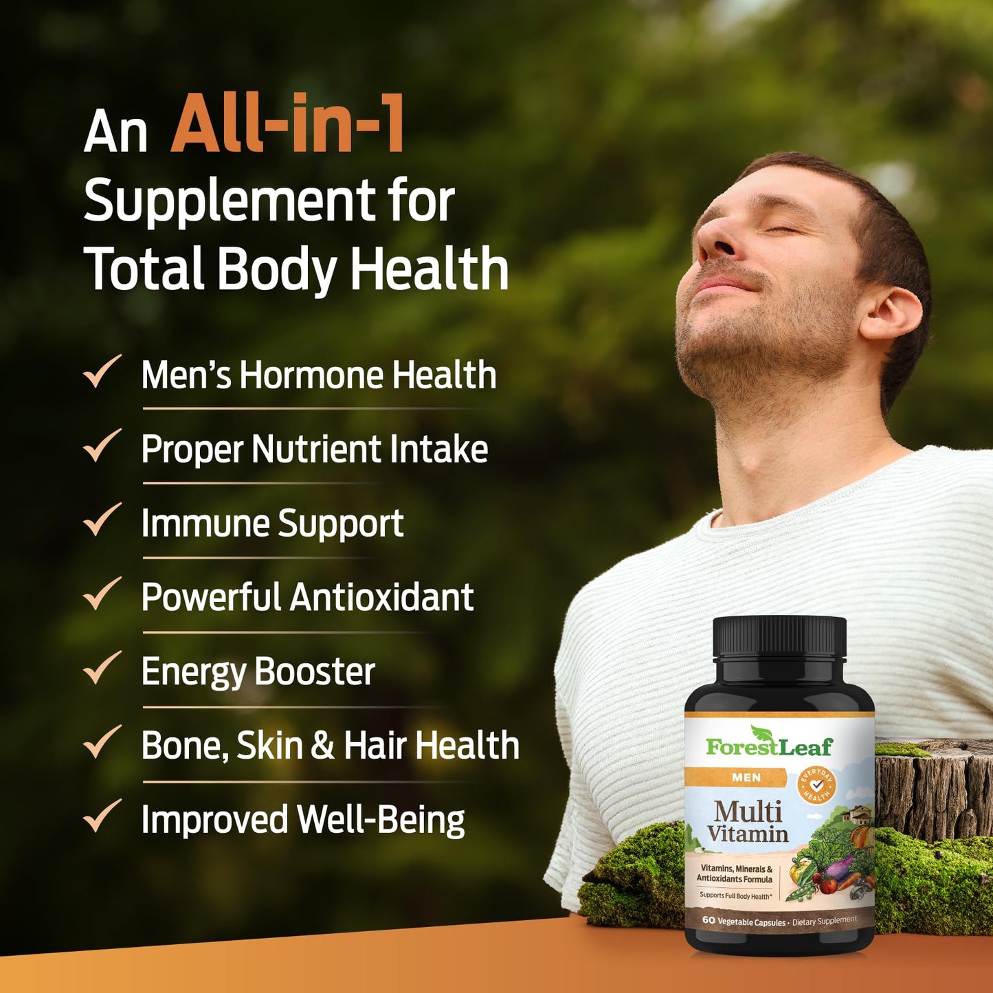 ForestLeaf Daily Vitamin Multivitamin for Men Capsules, 60 Capsules
