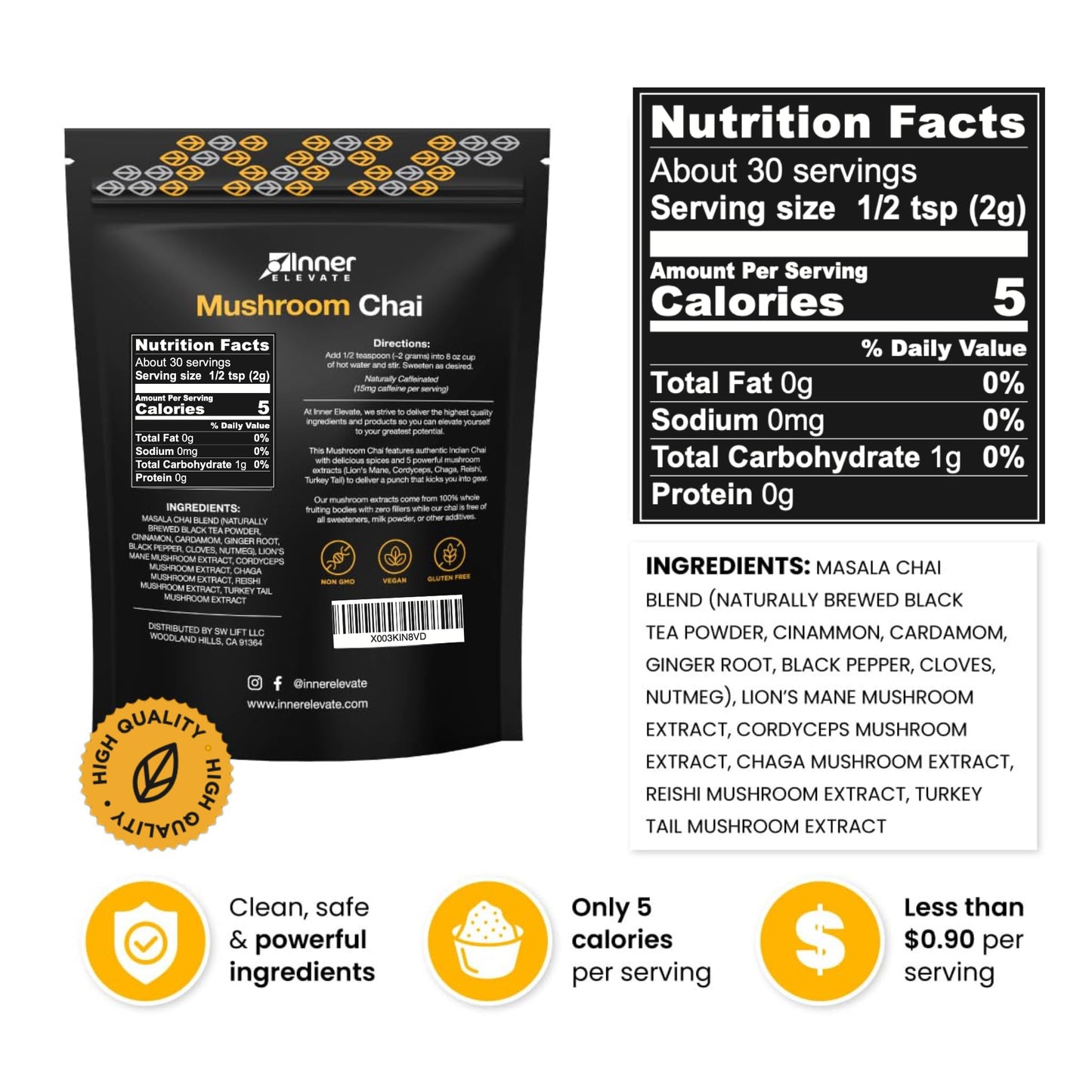 Inner Elevate Superfood Mushroom Chai Powder (2.3)