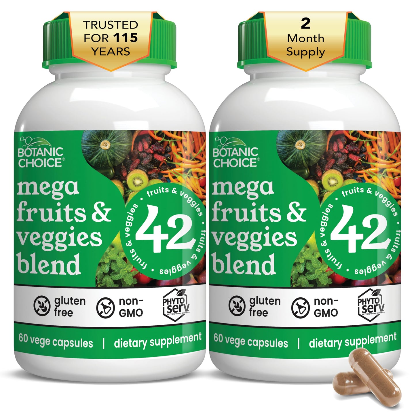 Botanic Choice Mega Fruits & Veggies Blend Capsules, 2 Pack
