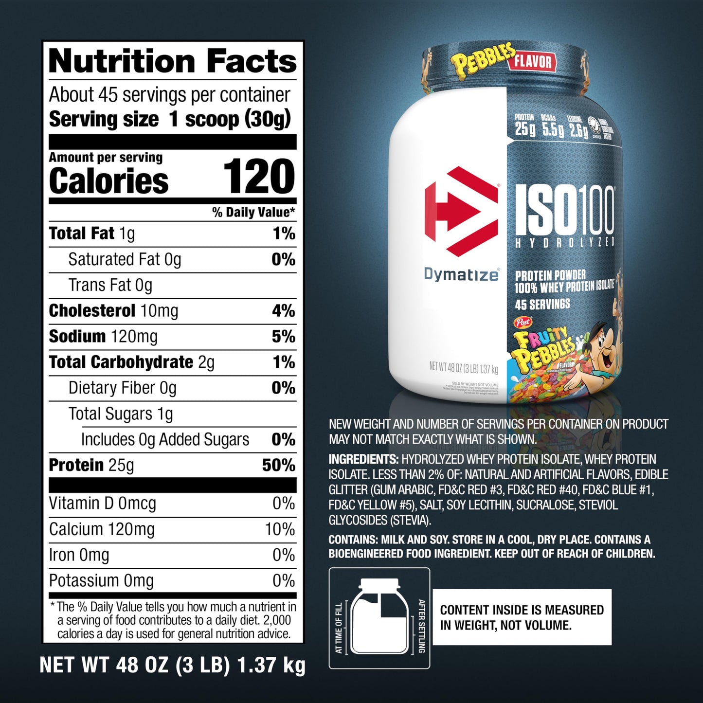 Dymatize ISO100 Whey Protein Isolate Powder, 48 Servings