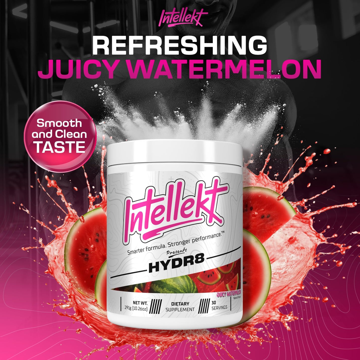 INTELLEKT LIFESTYLE HYDR8 Electrolytes + Creatine Powder, Juicy Watermelon, 30 Servings, 10.26 oz