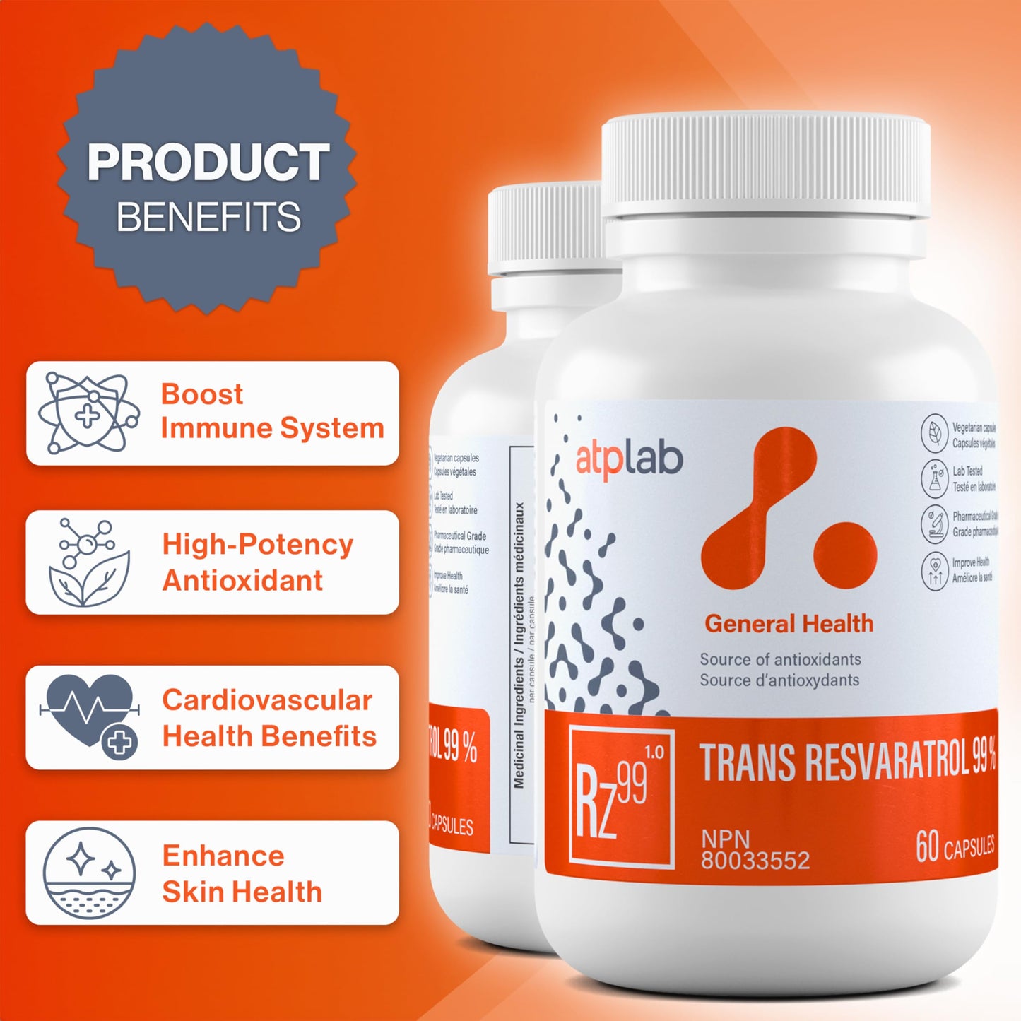 ATP LAB Trans Resveratrol 60 Capsules
