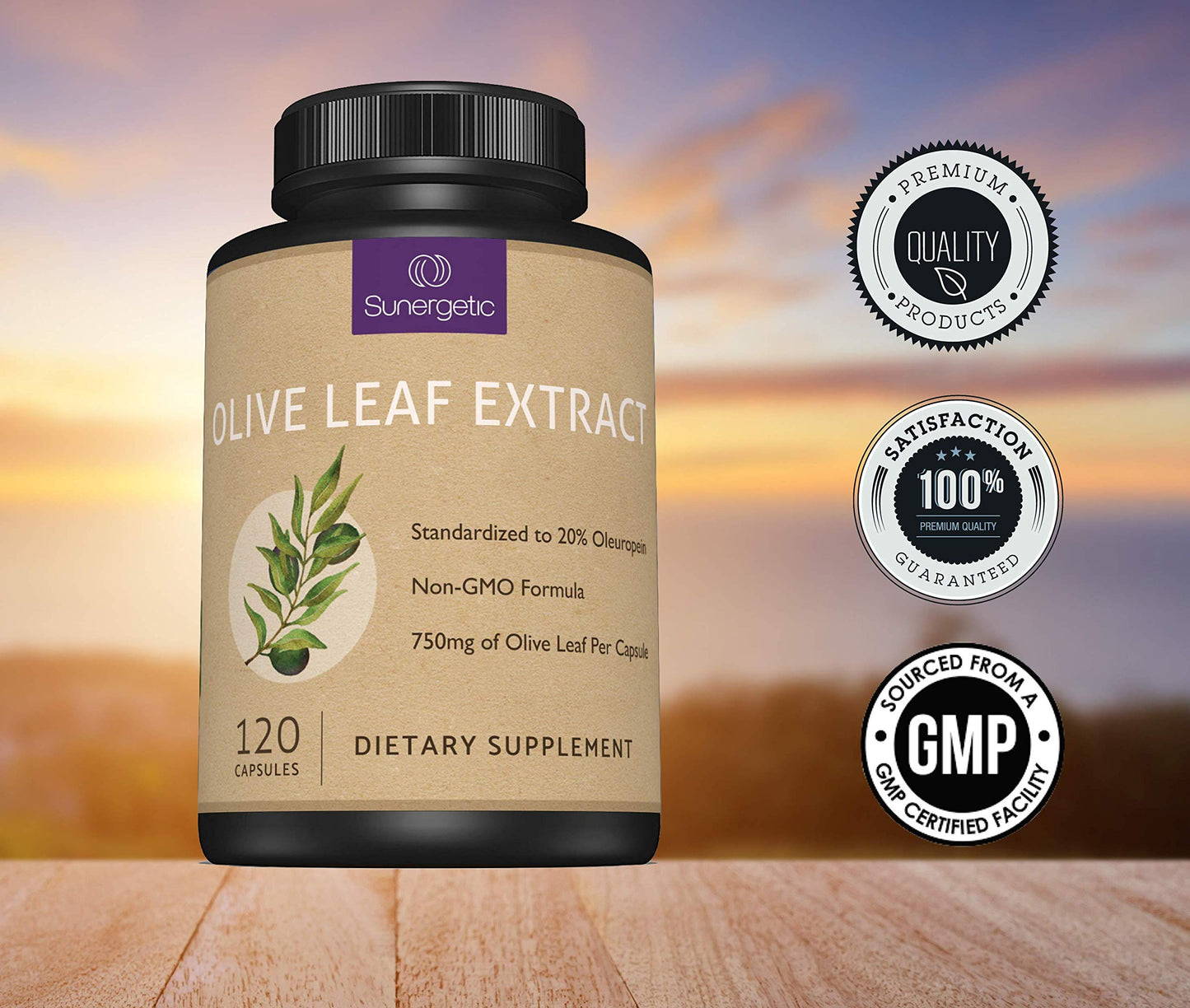 Sunergetic Olive Leaf Extract Capsules 750mg, 120 Capsules