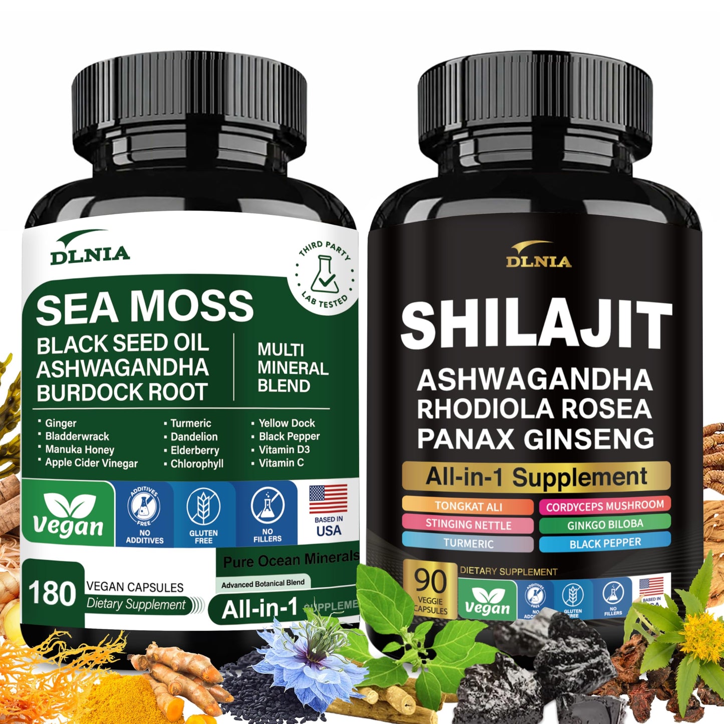 DLNIA Shilajit & Sea Moss Vitality Bundle 120 Capsules