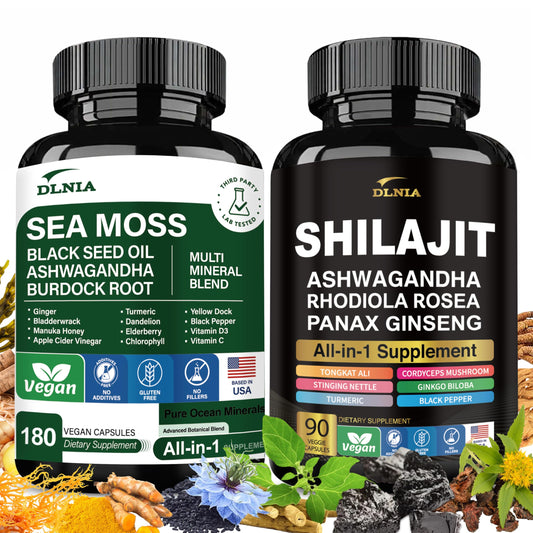 DLNIA Shilajit & Sea Moss Vitality Bundle 120 Capsules