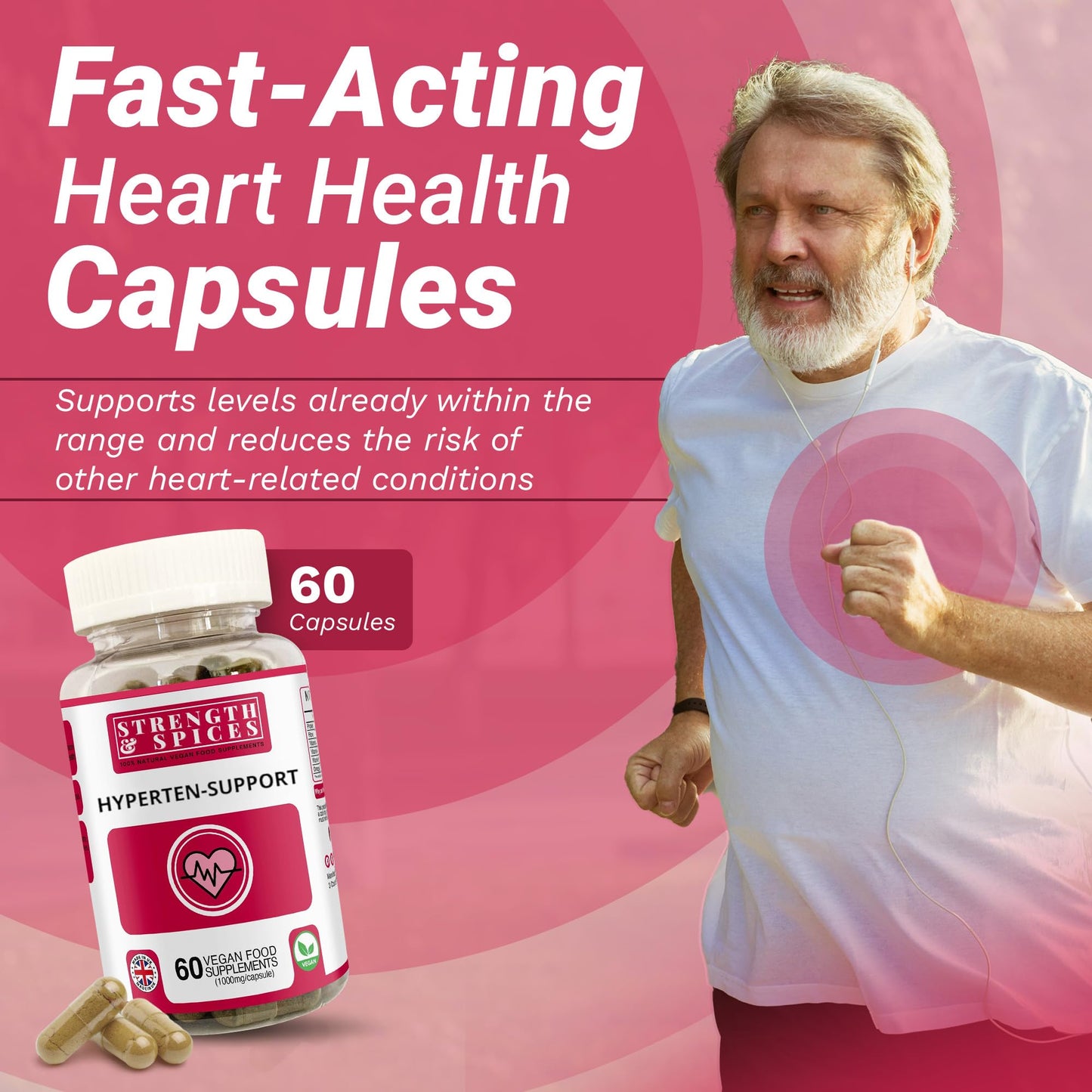 Strength & Spices Hypertensupport 100% Natural Immune System & Heart Health Supplement, 60 Capsules