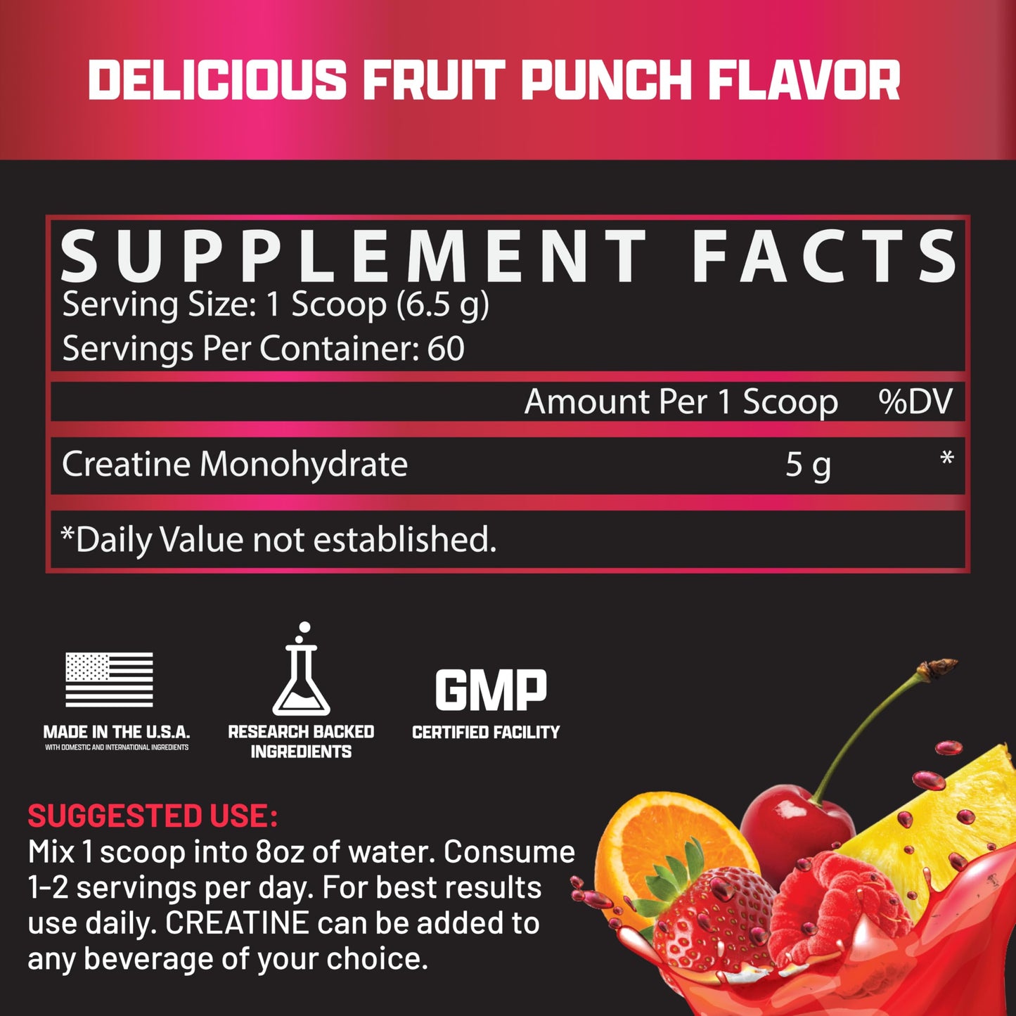 Nutrex Research Creatine Powder Fruit Punch, 13.75 Ounce