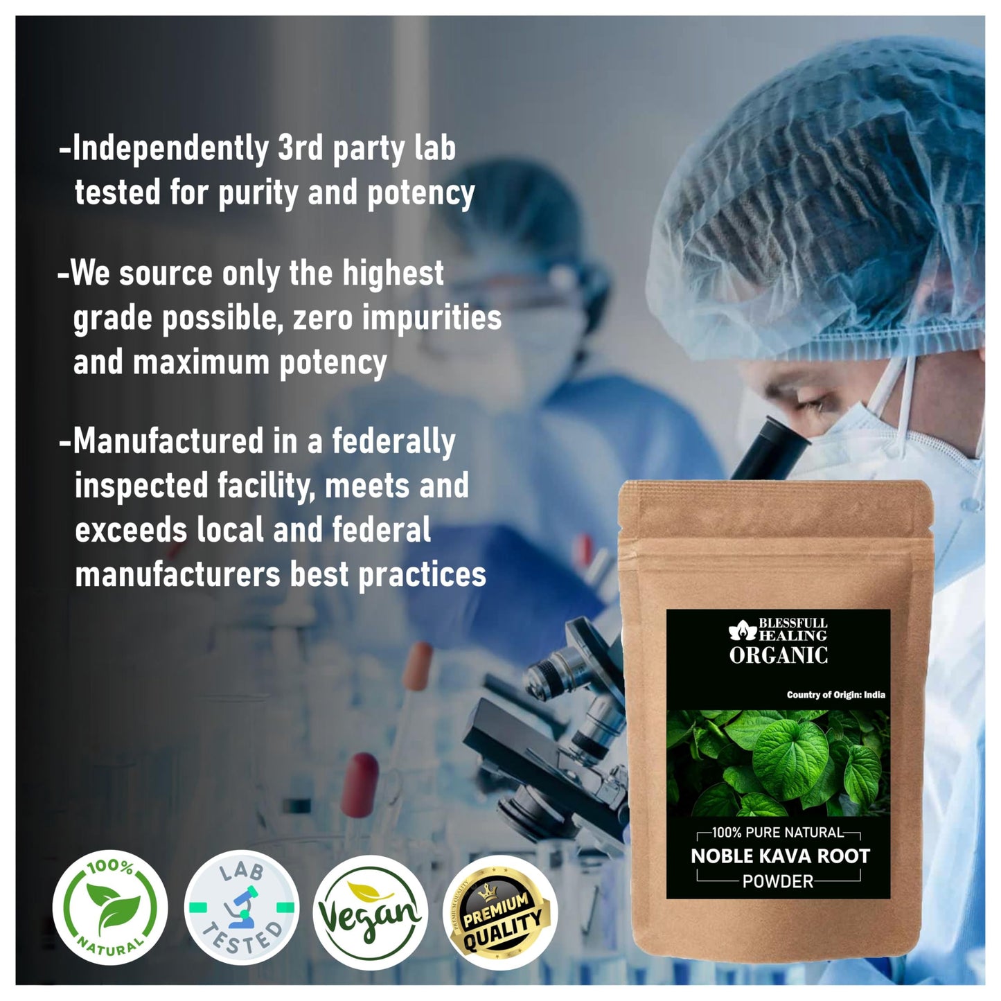 Blessfull Healing Organic Noble Kava Root Powder 10.58 oz