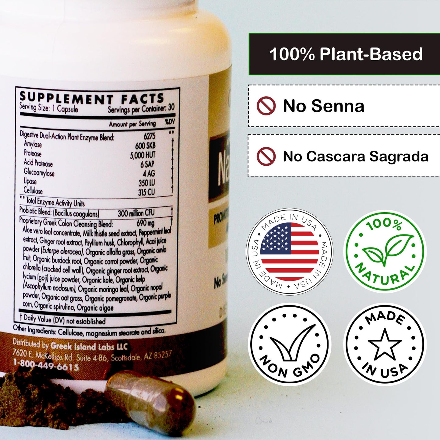 Greek Island Labs Natural Colon Cleanse Capsule, 30 Count