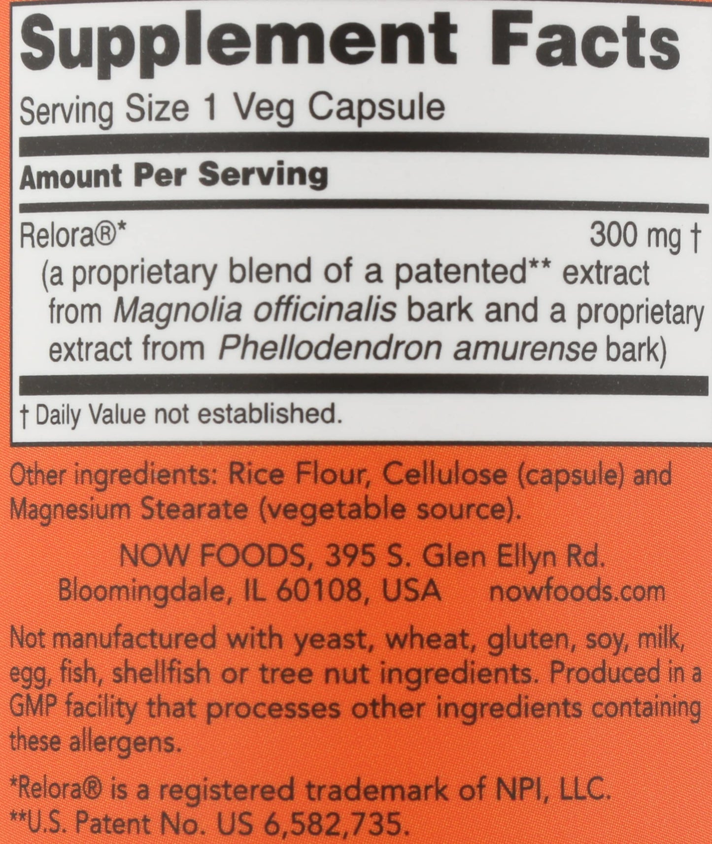 NOW Foods Relora 300 Capsule, 60 Count