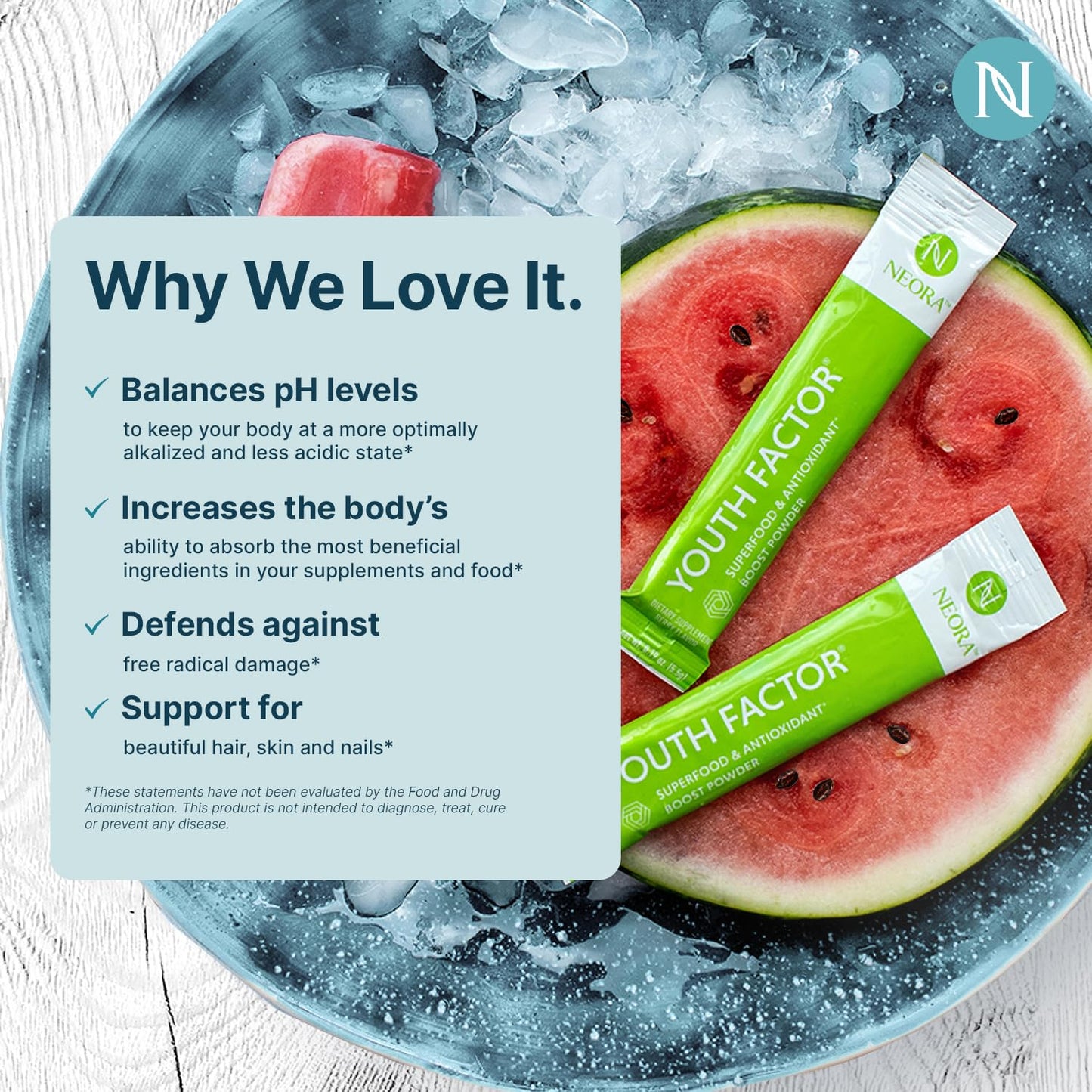 NEORA Youth Factor Superfood Boost Powder, 30 Packets