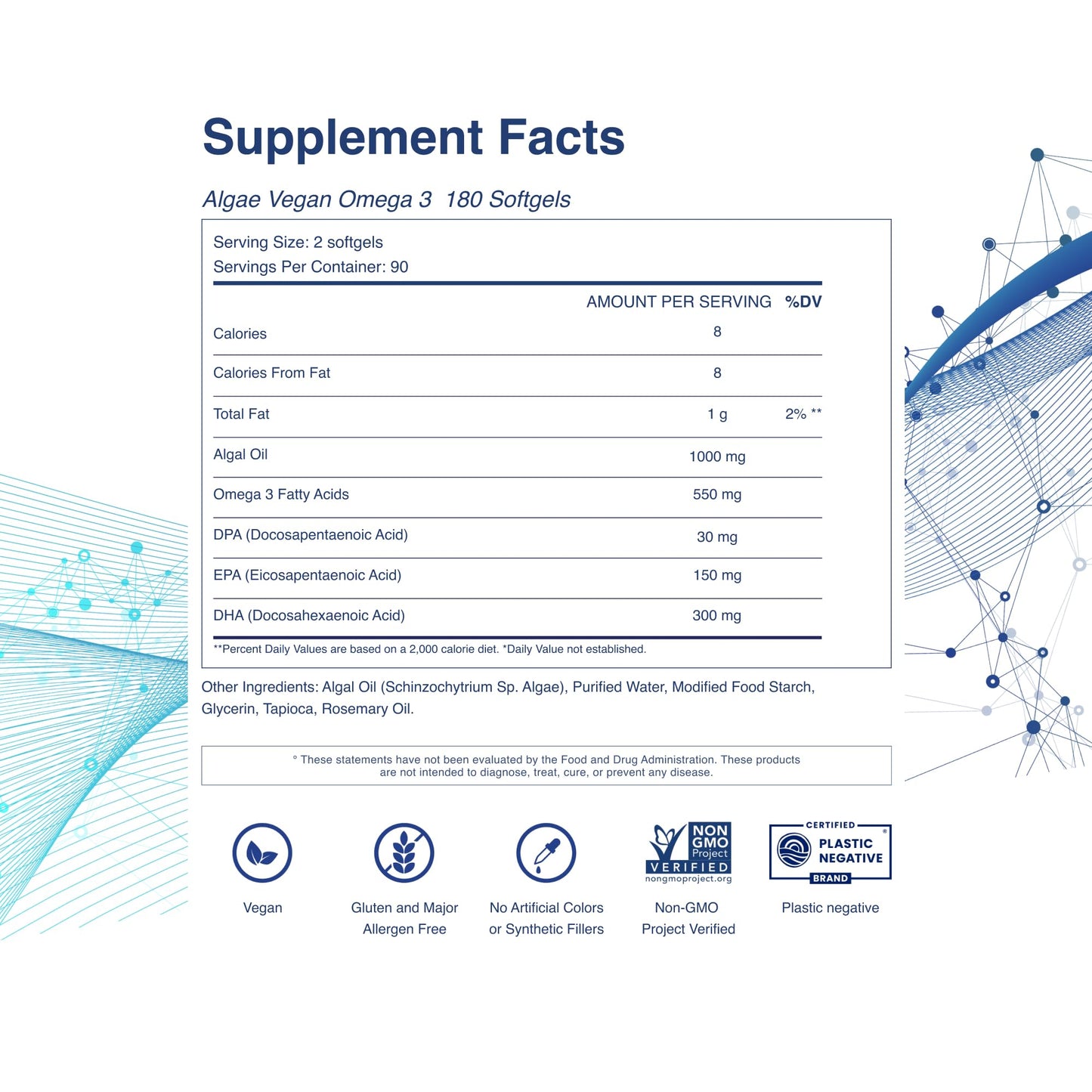 TAHIRO Vegan Omega-3 Softgels - Plant-Based with DPA, DHA & EPA, Prenatal & Joint Support, 180 Count