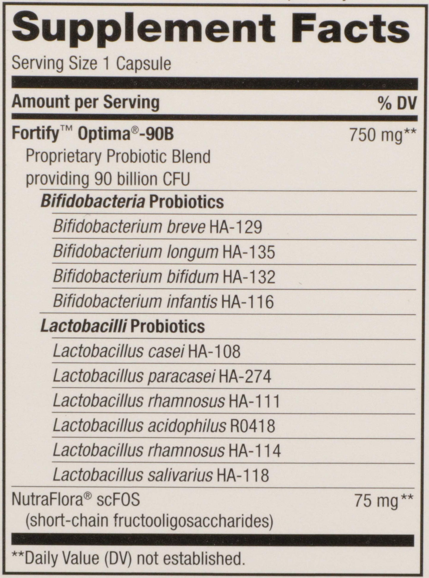 Nature's Way Fortify Optima Pre+Probiotic for Adults 50+, 90 Billion Live Cultures, Supports Digestive Balance and Immune Health*, Keep Refrigerated, 30 Capsules