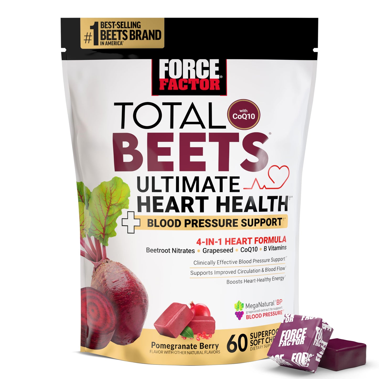 Force Factor Total Beets Ultimate Heart Health Chews Soft Chews 60