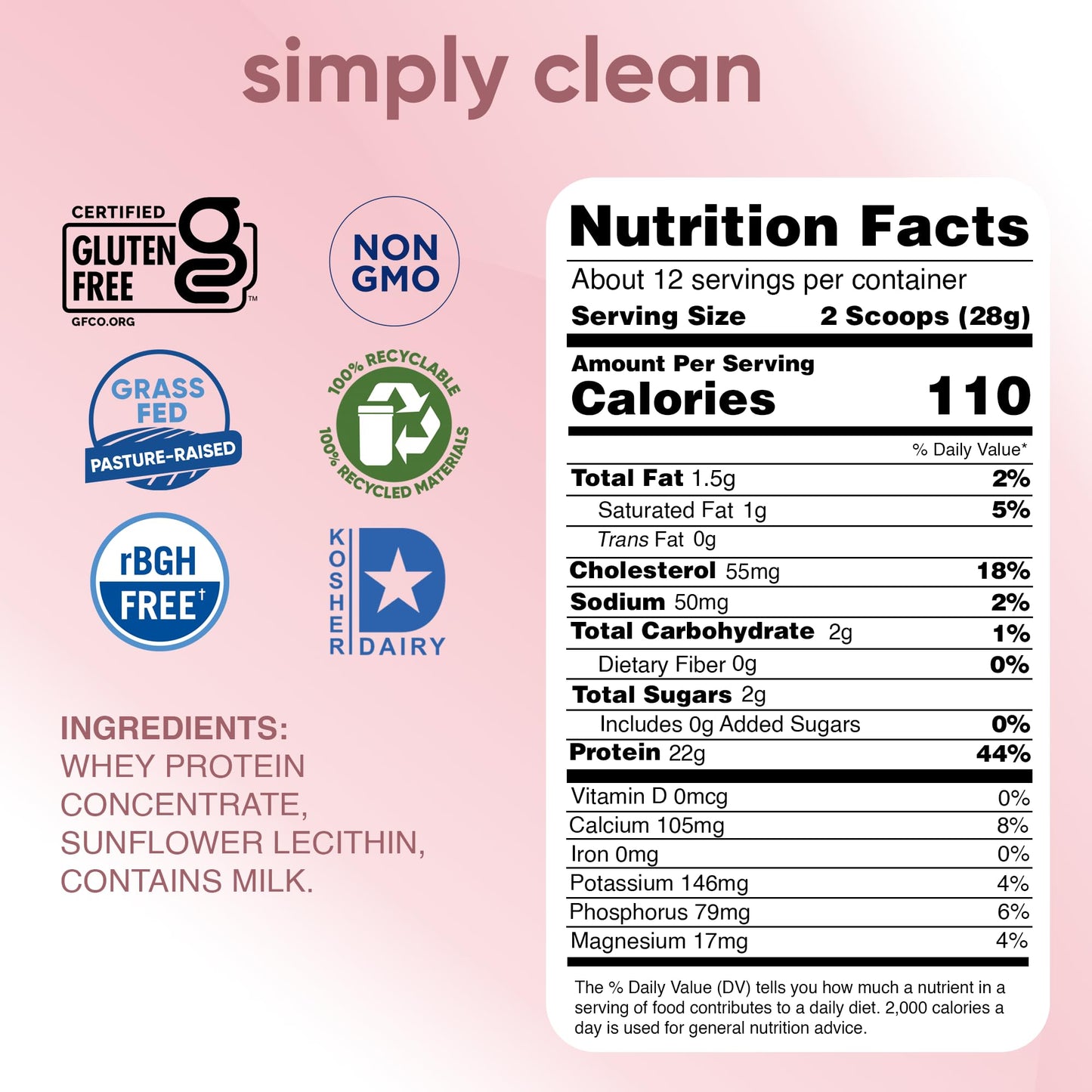 Simply Tera's Pure Whey Protein Powder 12 oz