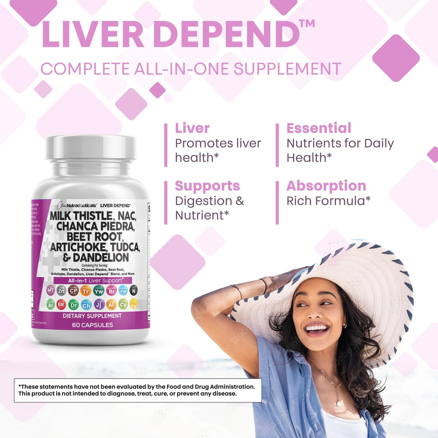 Clean Nutraceuticals Liver Cleanse Herbal Supplement with Milk Thistle, NAC, Chanca Piedra, Beet Root, Artichoke, Astragalus, Dandelion Root, TUDCA, Choline & Ginger, 60 Capsules