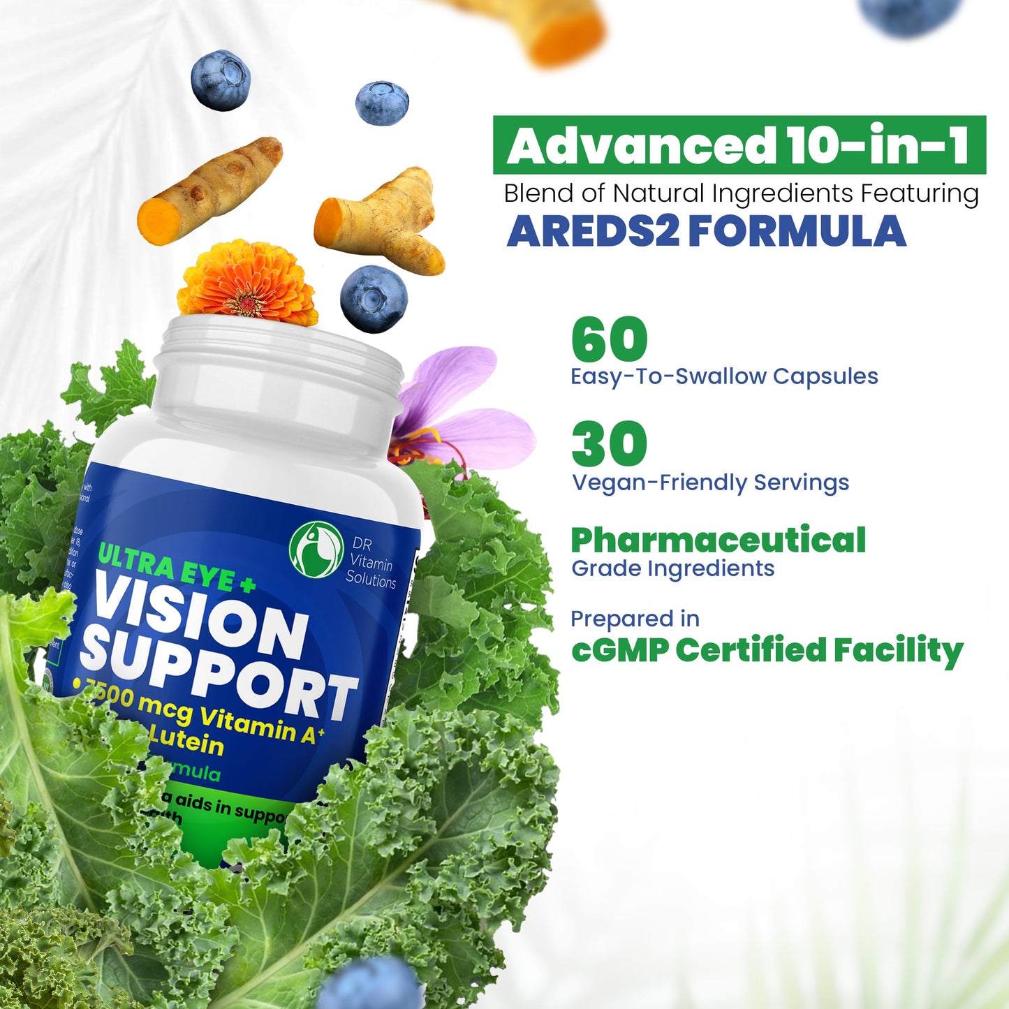 DR VITAMIN SOLUTIONS AREDS 2 Eye Vitamins Lutein and Zeaxanthin for Macular Health Bilberry Capsule 60