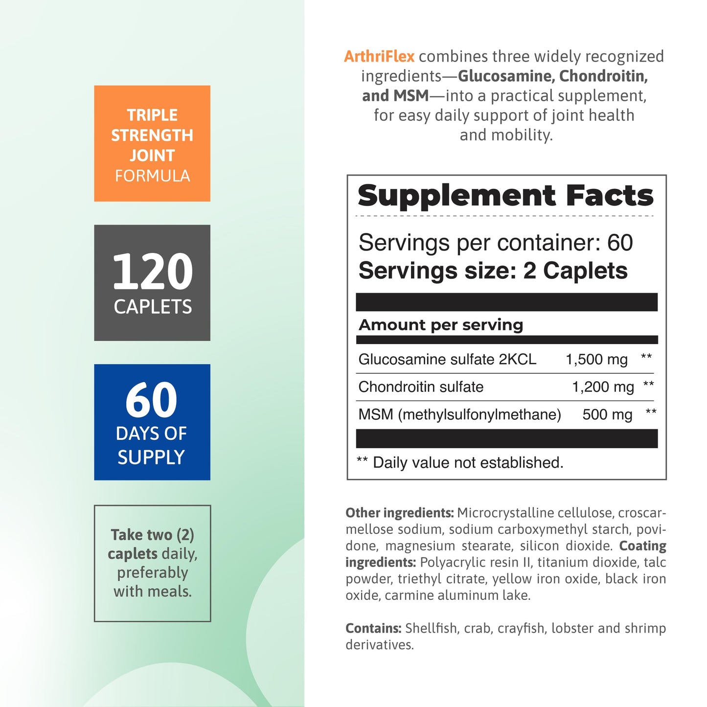 Nutra Nutrition Simove Glucosamine Chondroitin MSM Joint Support Supplement Caplets 120