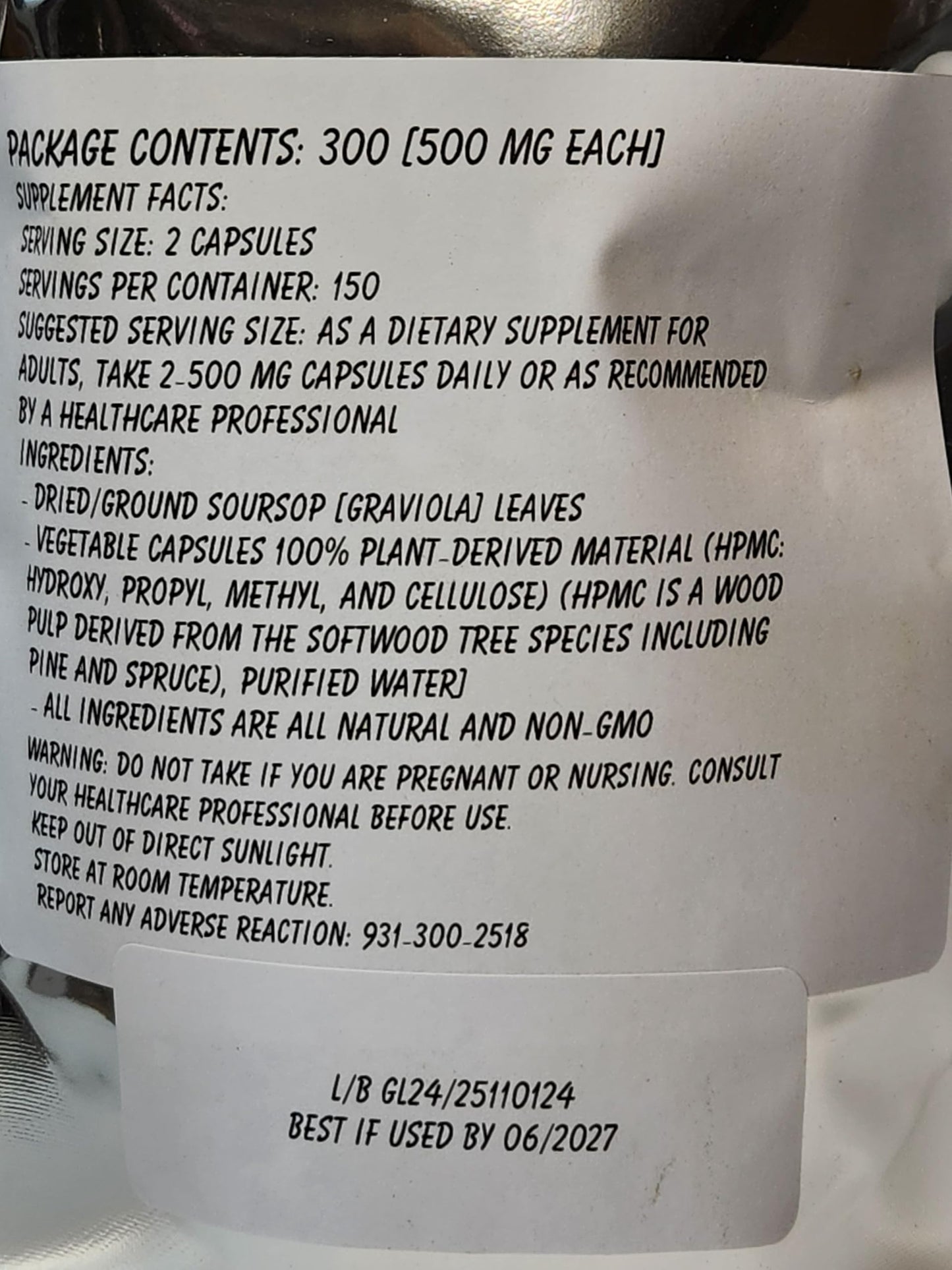 PAISLEY FARM & CRAFTS MADE FRESH FOR A HEALTHY YOU Soursop Graviola Leaf Powder Capsules 300 Count