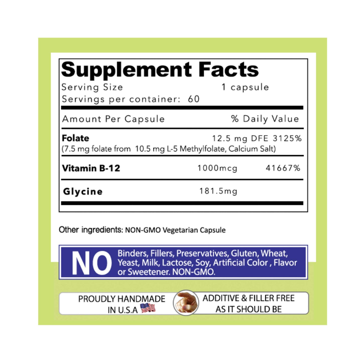 AND GIVE US TODAY OUR DAILY L-Methylfolate 7.5 mg B12 1000 mcg Capsules, 60 Count