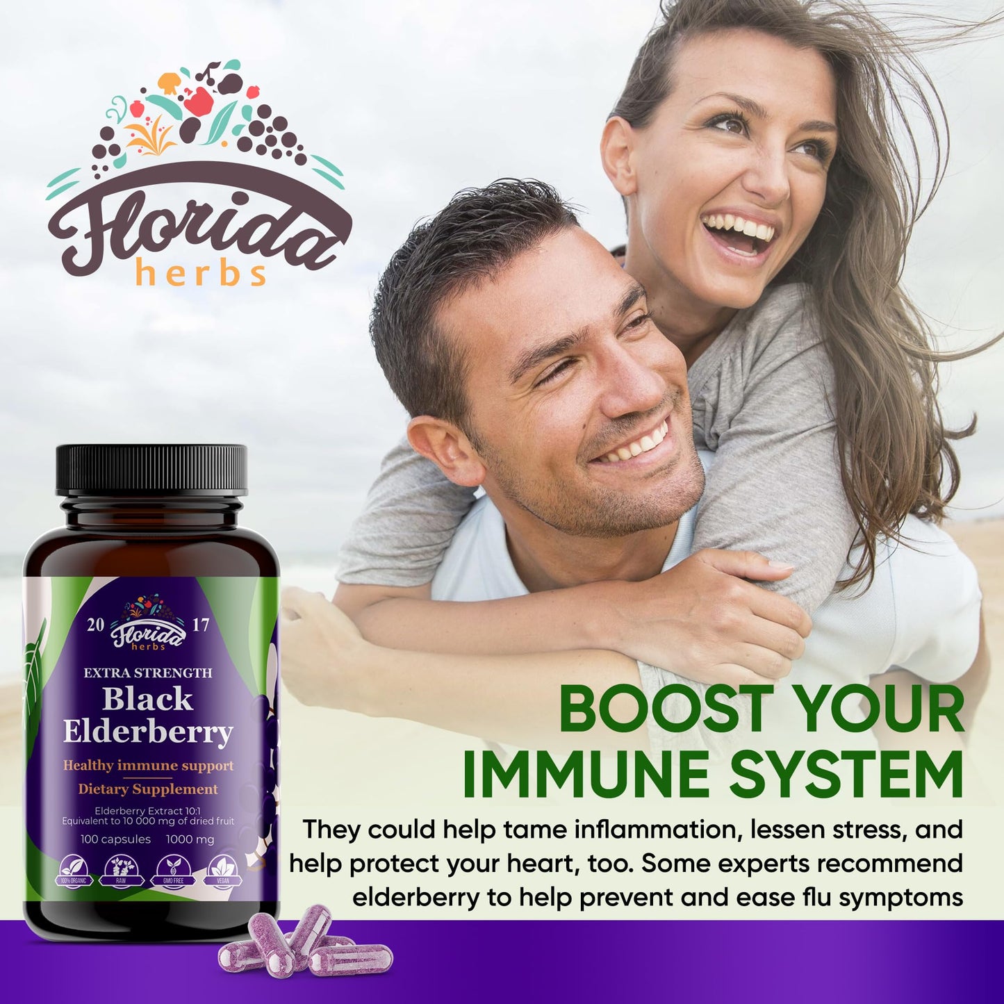 Florida Herbs Black Elderberry Capsules 100 Capsules