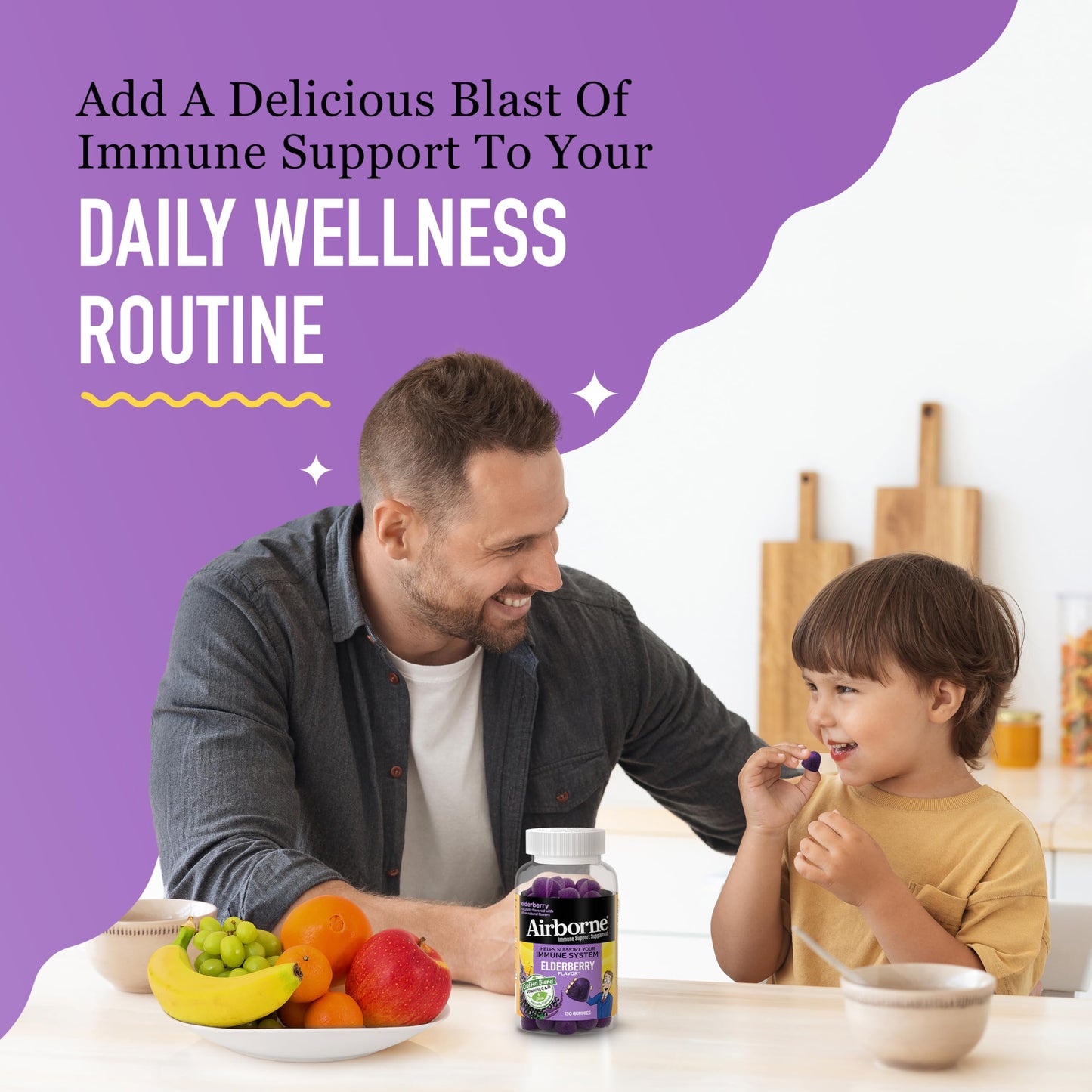 Airborne Elderberry + Zinc & Vitamin C Gummies for Adults, Immune Support, 130 Gummies