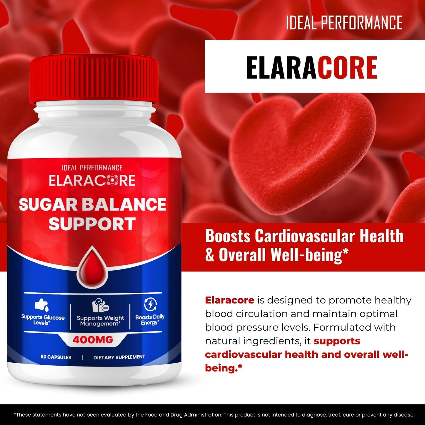 IDEAL PERFORMANCE Elaracore Blood Balance Support Capsules, 60 Count