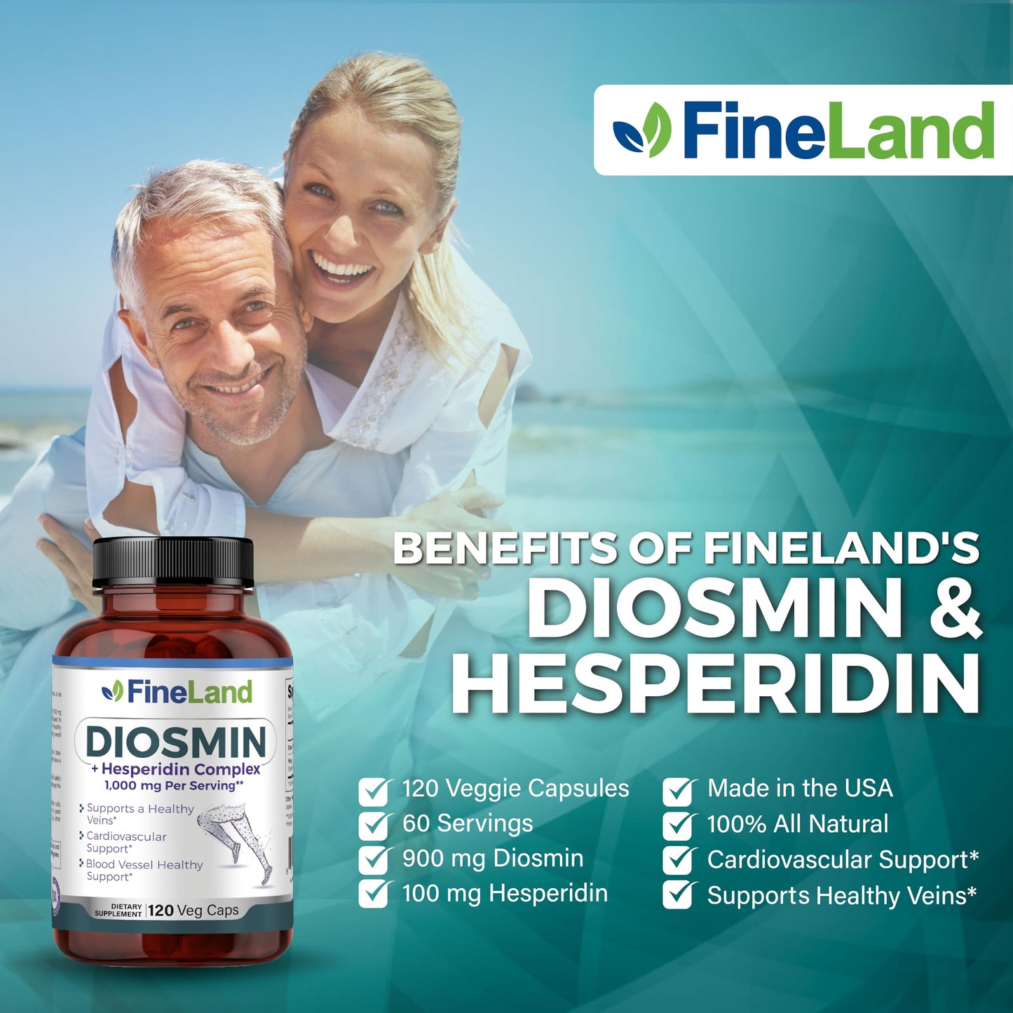 FineLand Diosmin & Hesperidin Complex 1000 mg Capsule, 120 Capsules